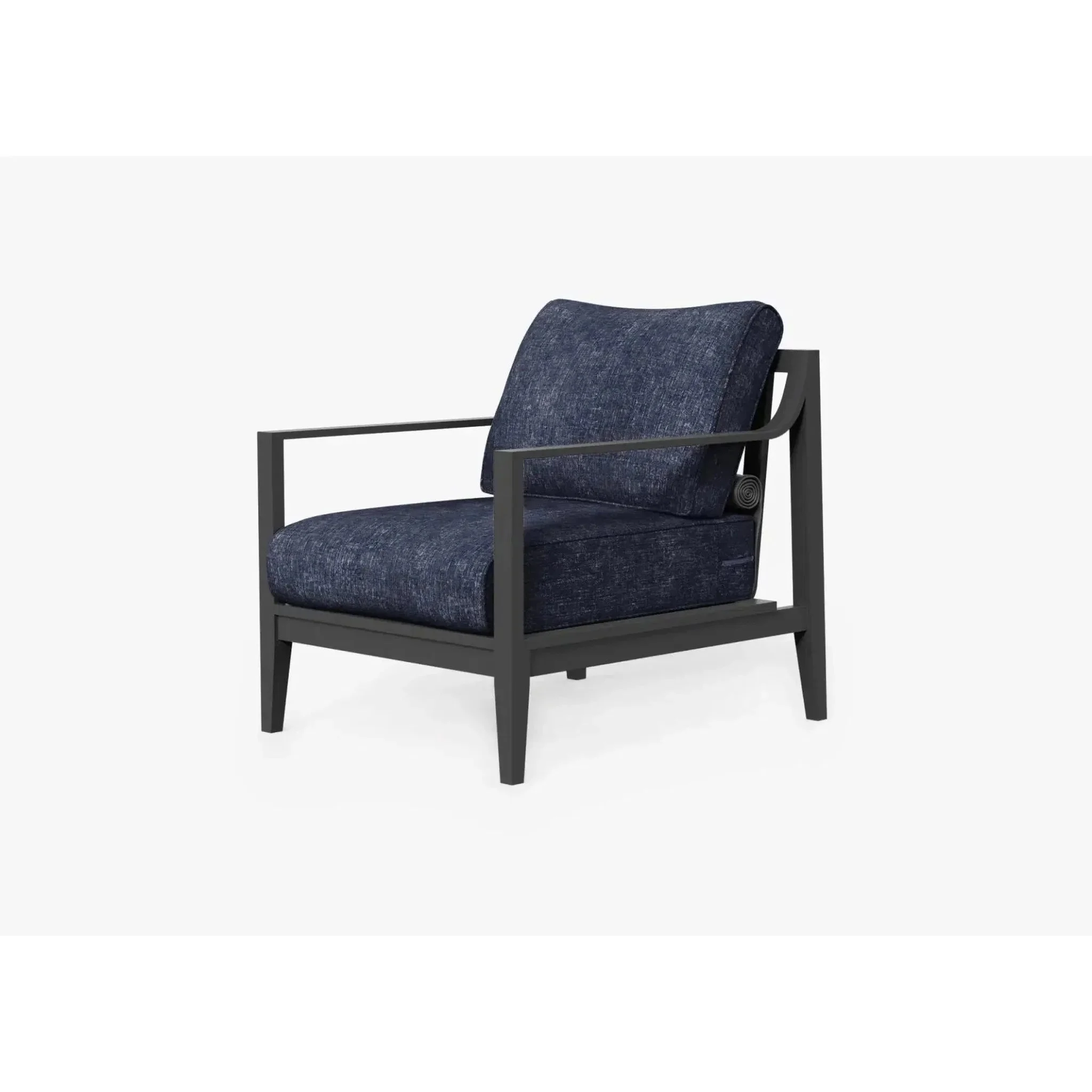 Live Outer 27" Charcoal Aluminum Outdoor Armchair With Deep Sea Navy Cushion