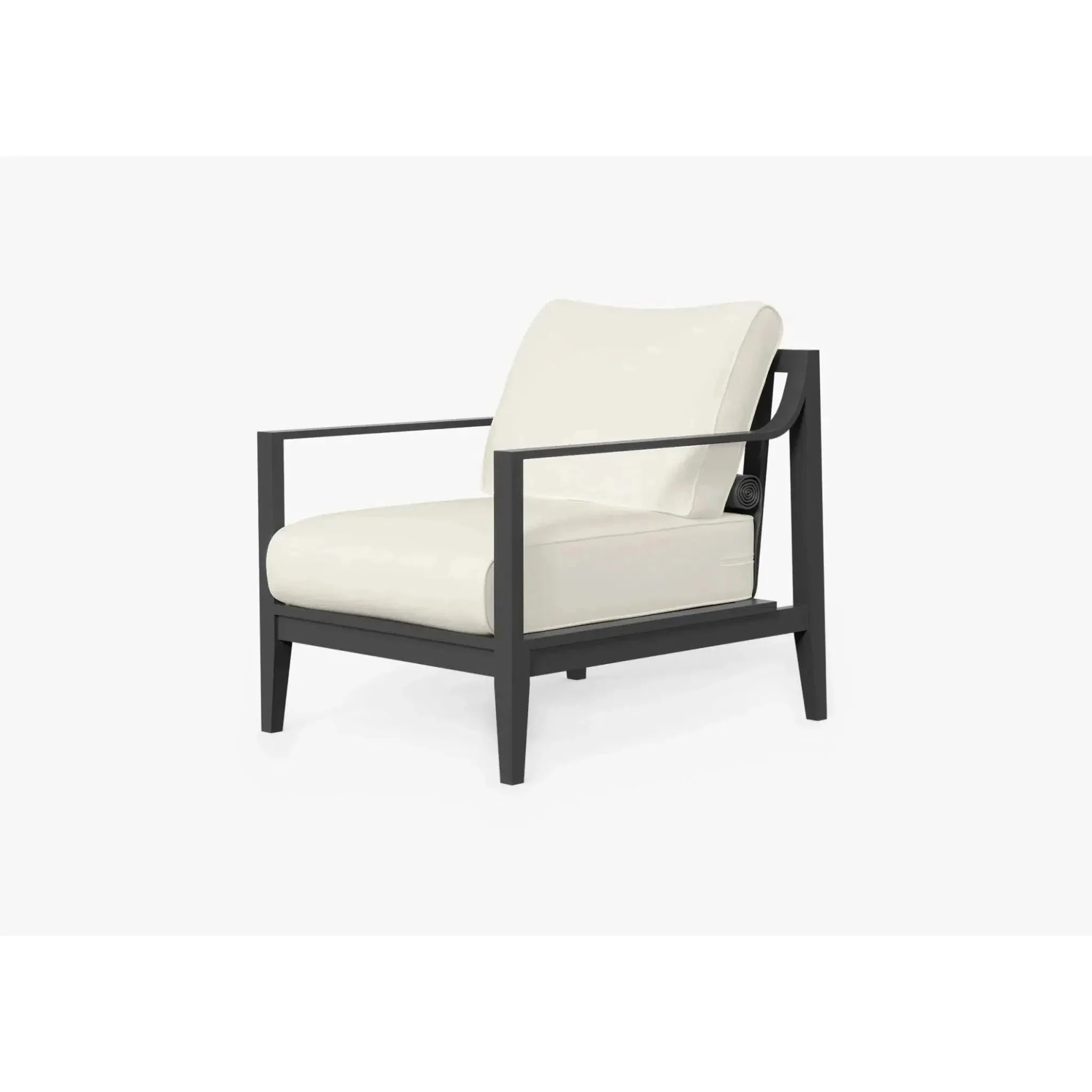 Live Outer 27" Charcoal Aluminum Outdoor Armchair With Palisades Cream Cushion
