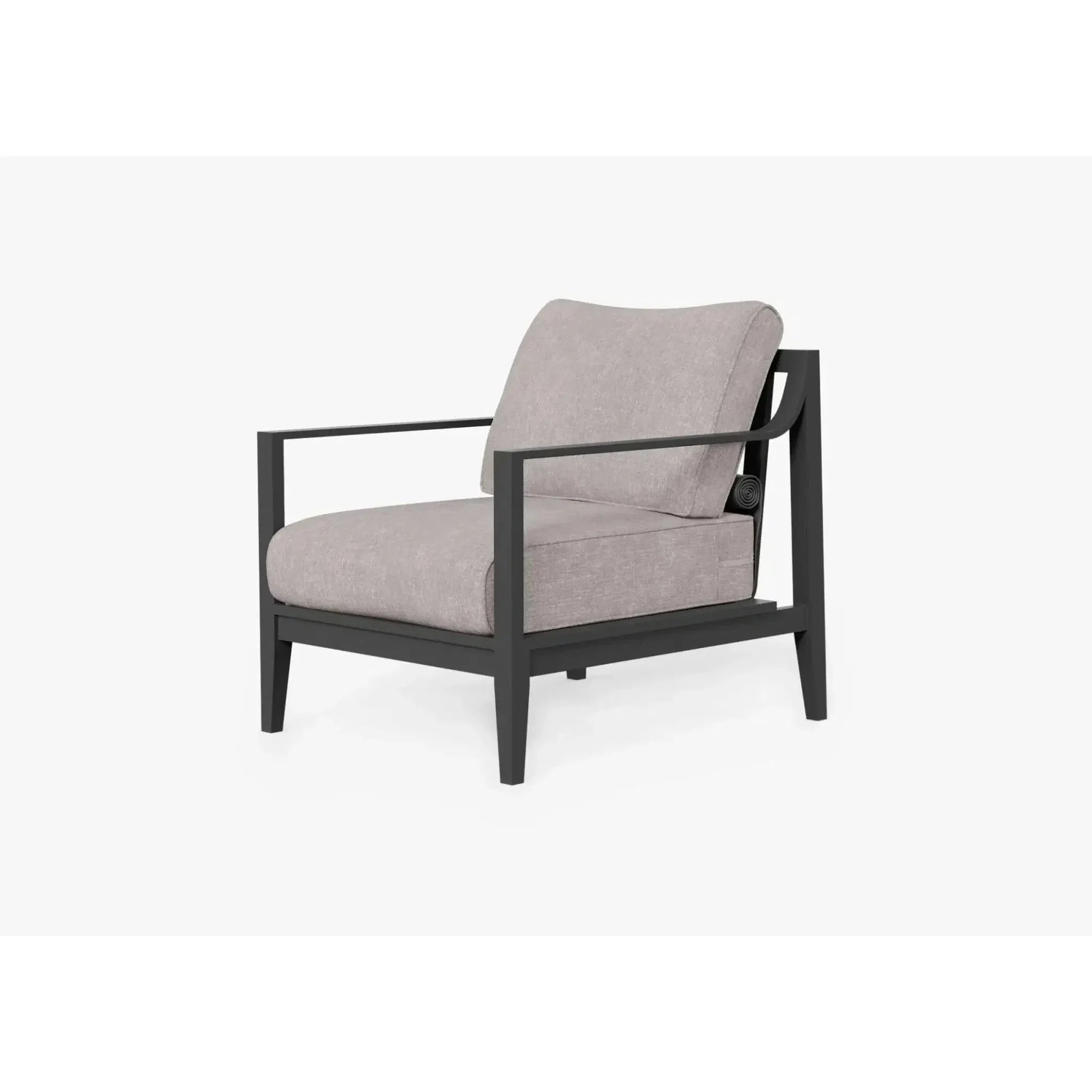 Live Outer 27" Charcoal Aluminum Outdoor Armchair With Sandstone Gray Cushion