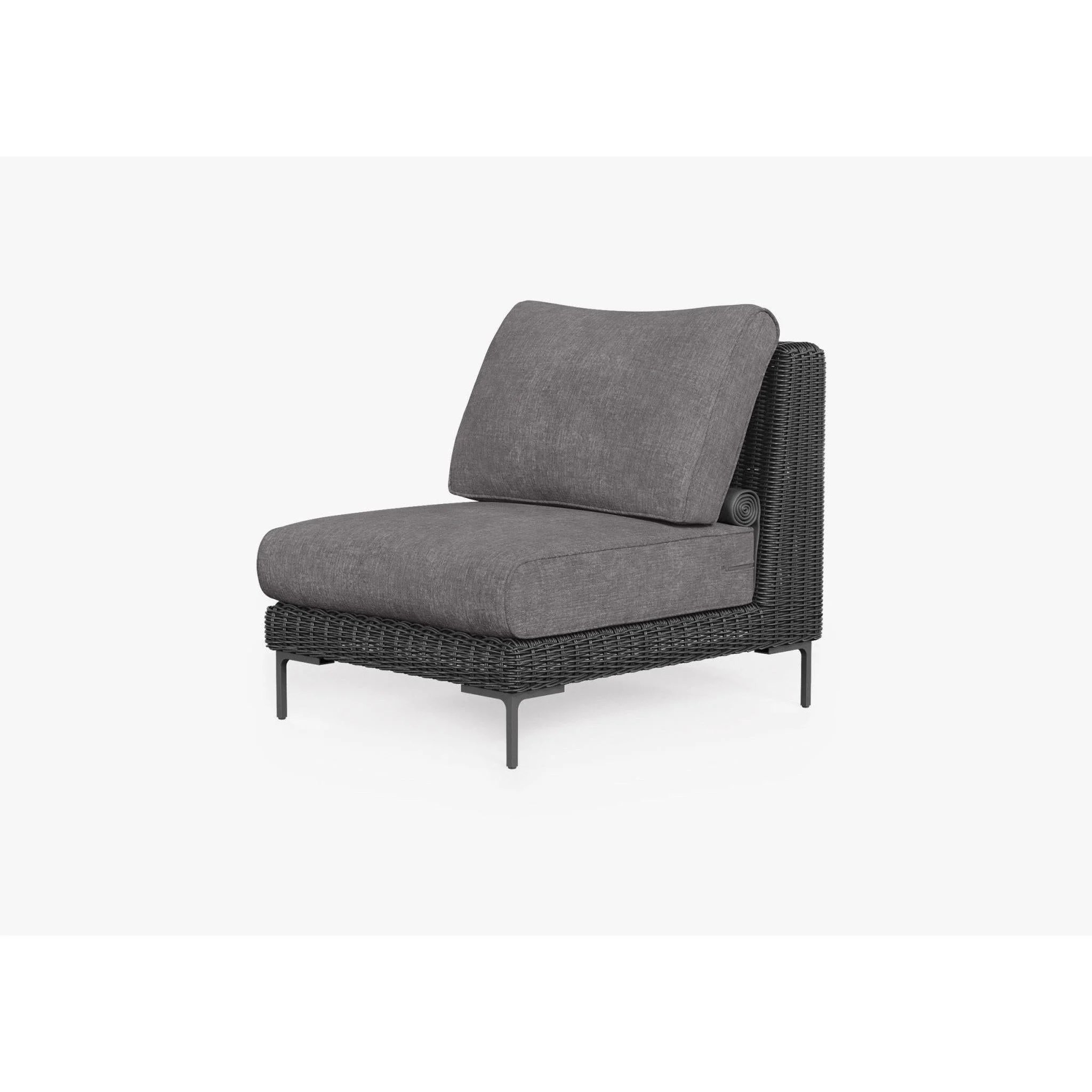 Live Outer 29" Black Wicker Outdoor Armless Chair With Dark Pebble Gray Cushion