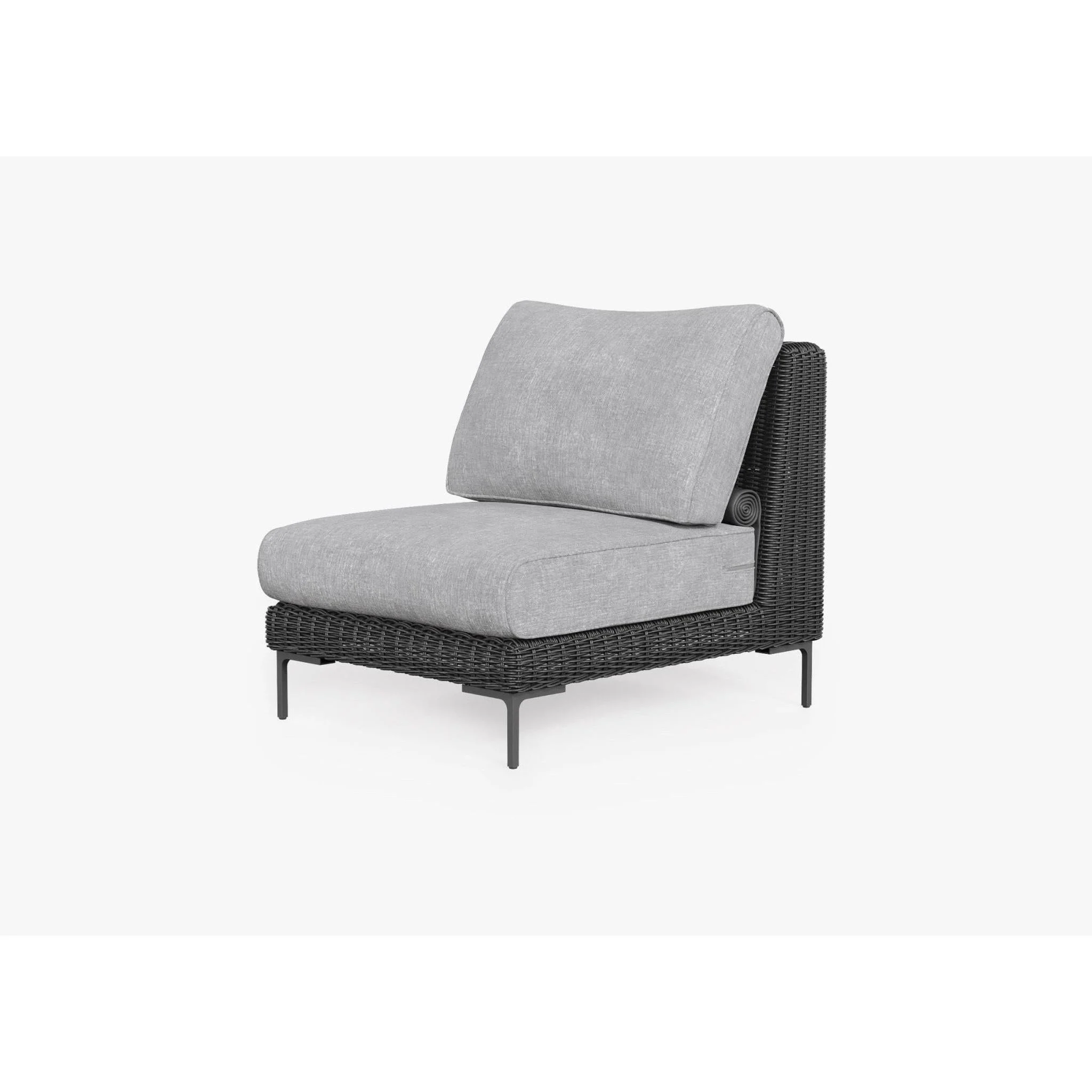 Live Outer 29" Black Wicker Outdoor Armless Chair With Pacific Fog Gray Cushion