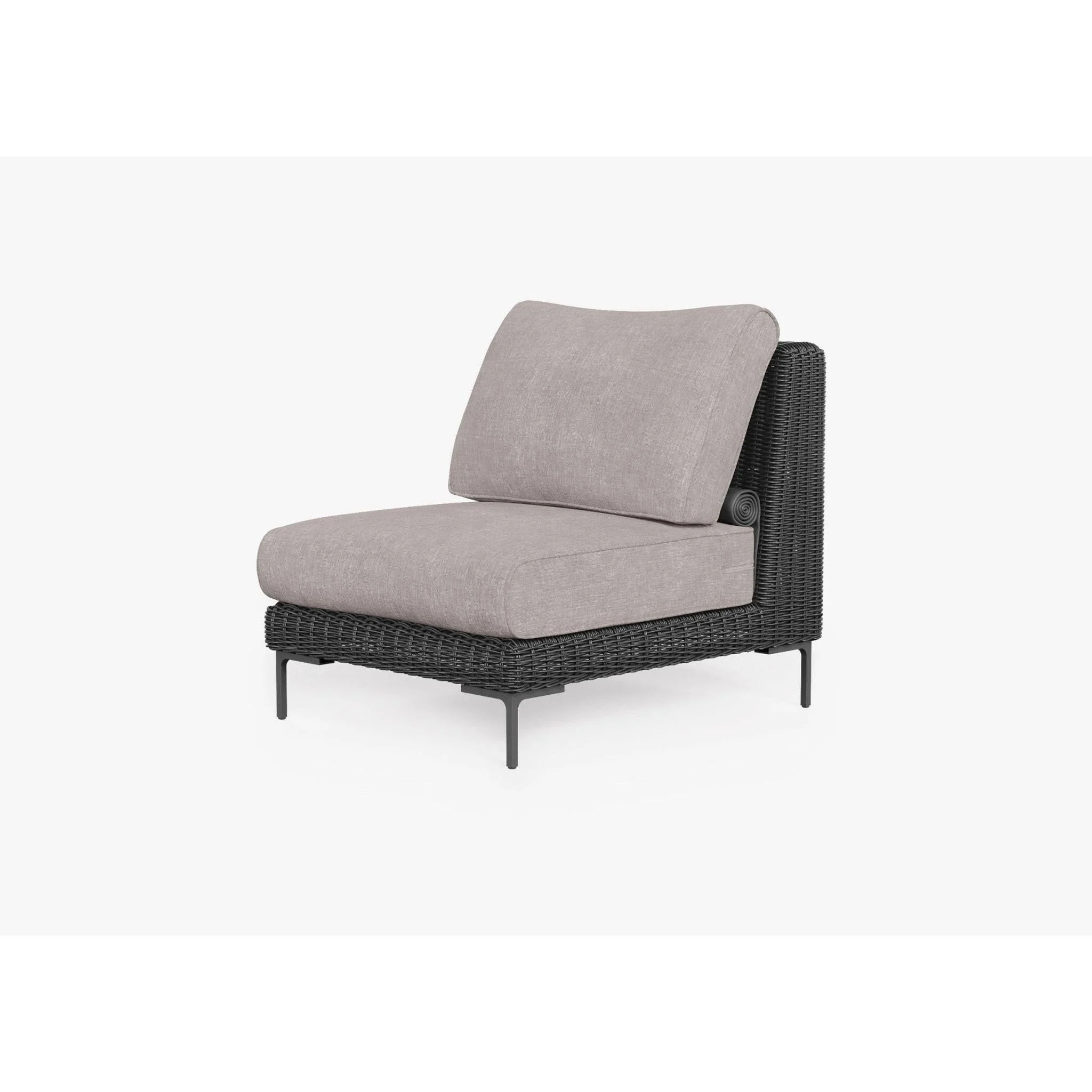 Live Outer 29" Black Wicker Outdoor Armless Chair With Sandstone Gray Cushion