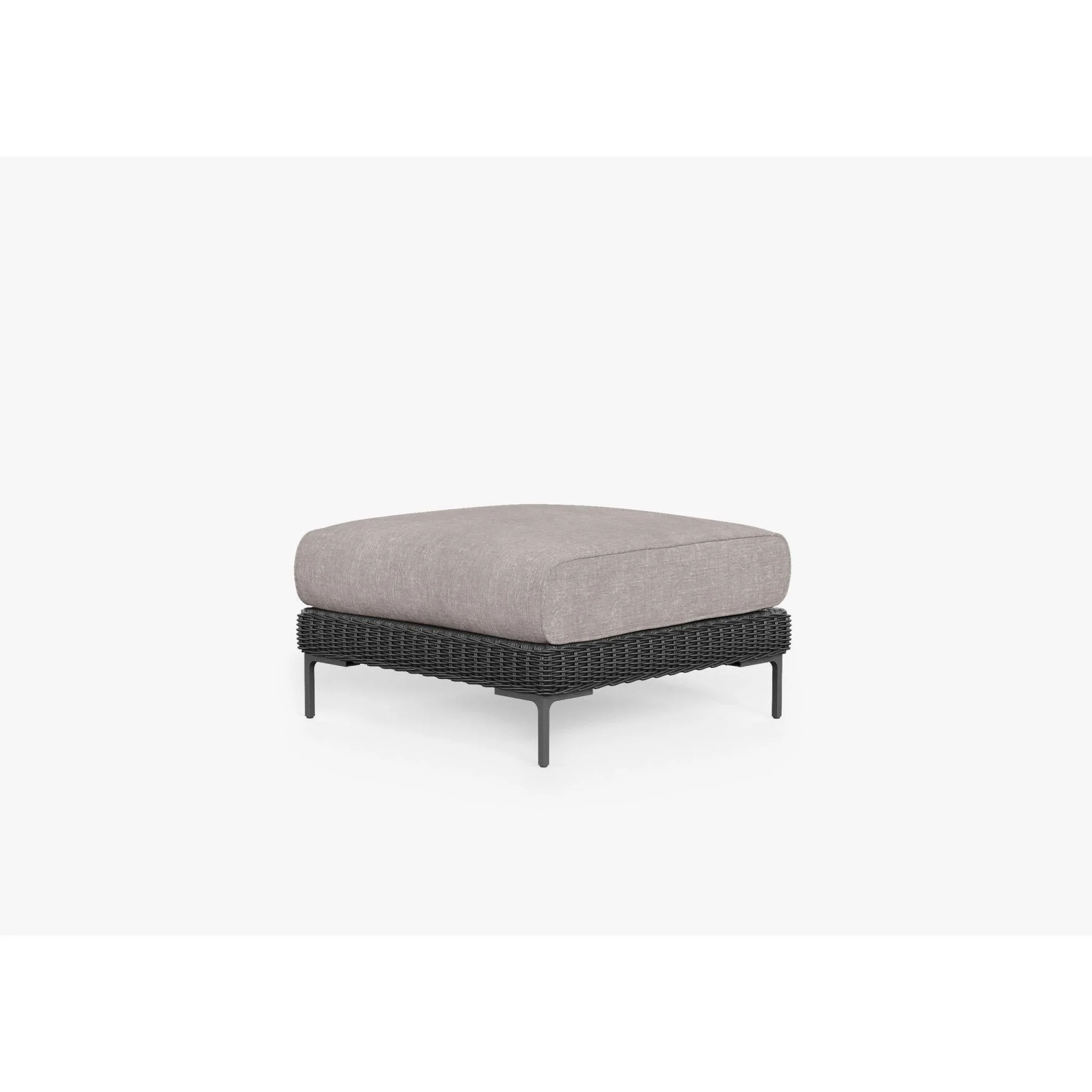 Live Outer 29" Black Wicker Outdoor Ottoman With Sandstone Gray Cushion