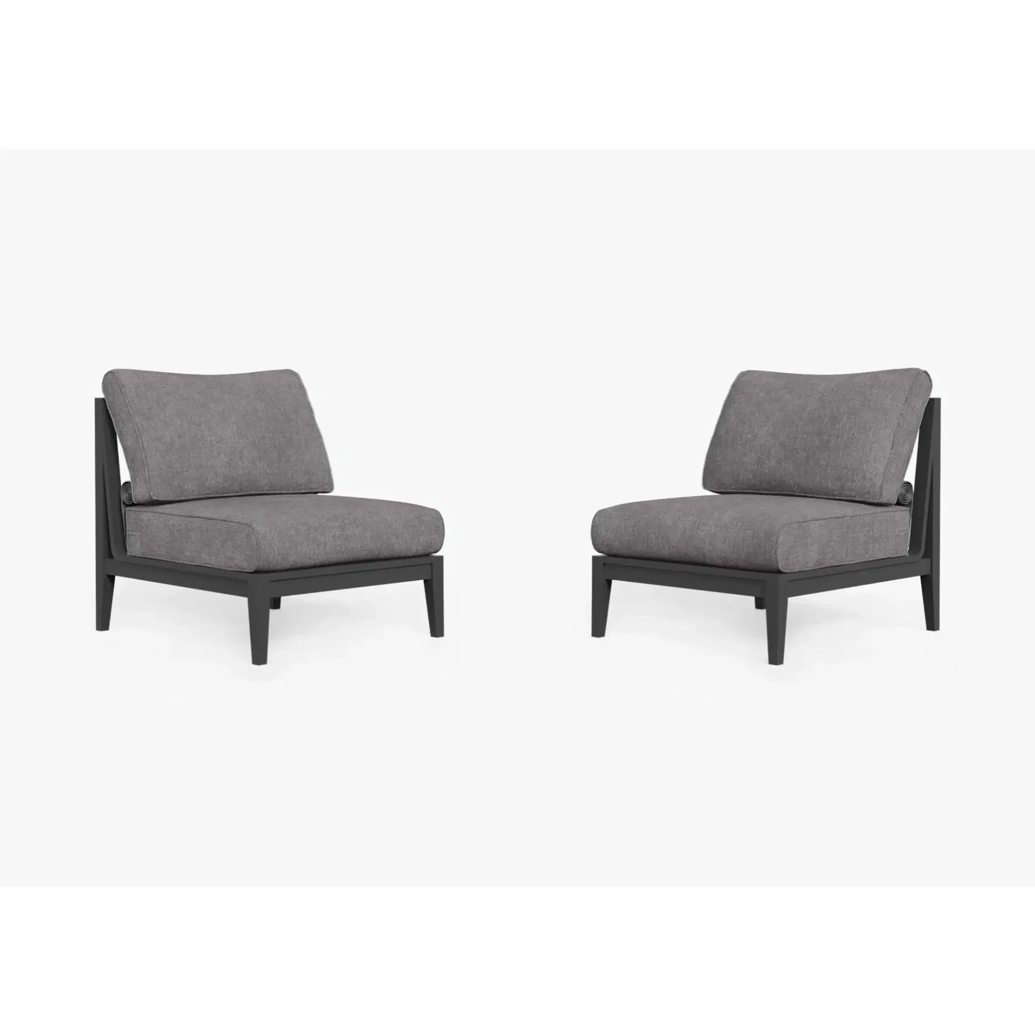 Live Outer 29" Charcoal Aluminum Outdoor Armless Chair Conversation Set With Dark Pebble Gray Cushion