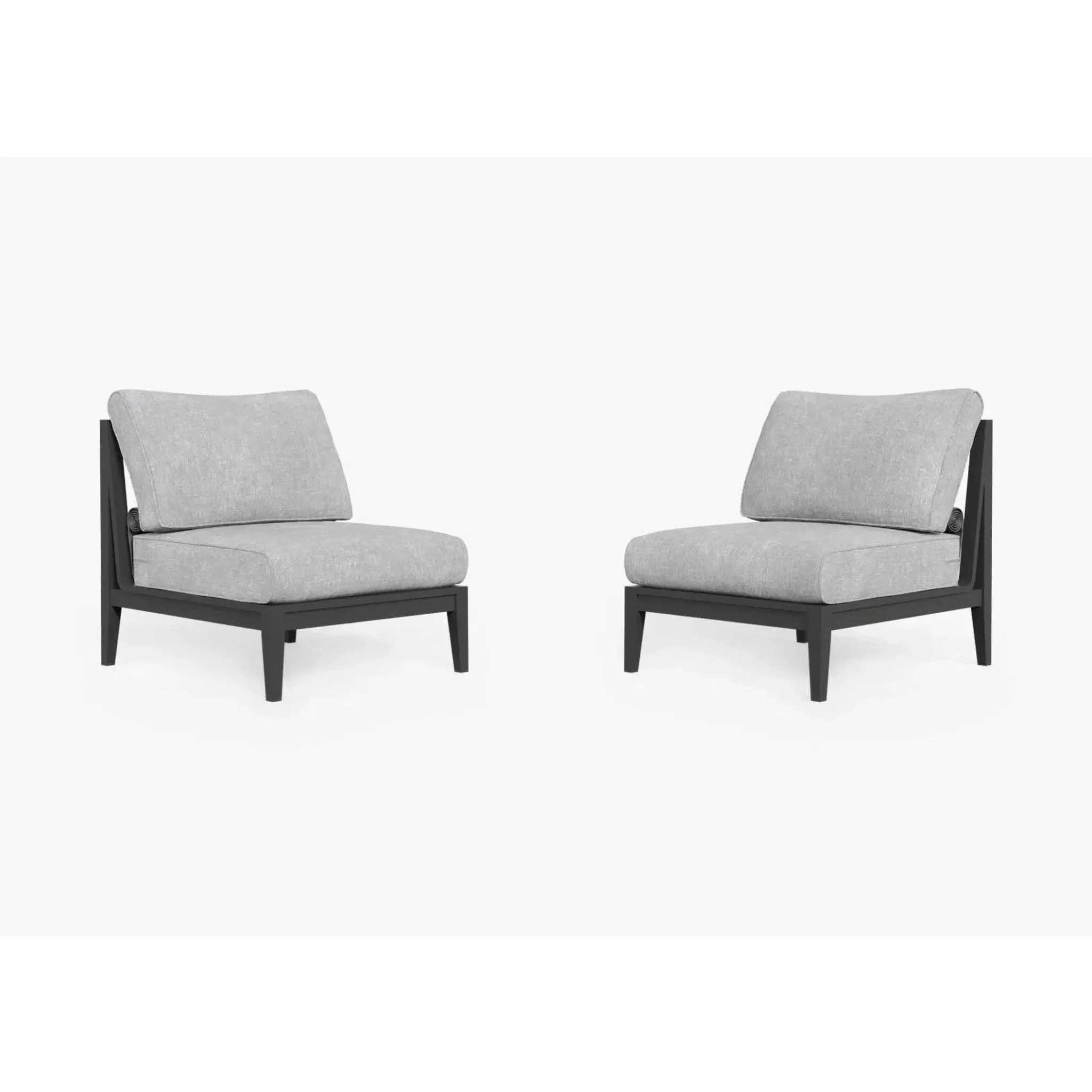 Live Outer 29" Charcoal Aluminum Outdoor Armless Chair Conversation Set With Pacific Fog Gray Cushion