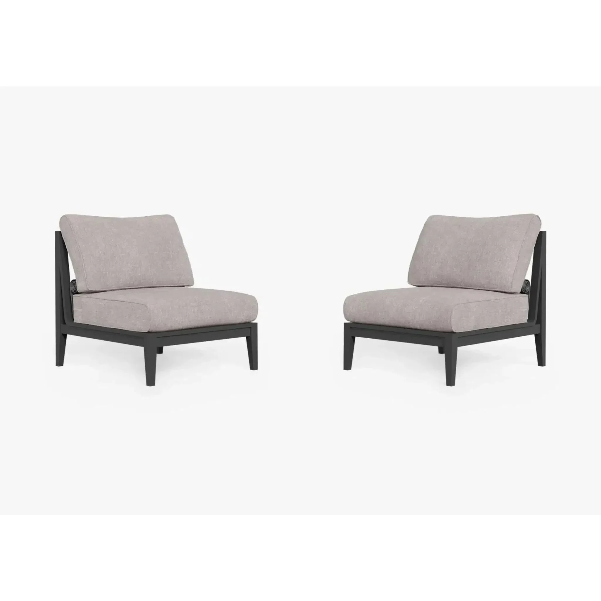 Live Outer 29" Charcoal Aluminum Outdoor Armless Chair Conversation Set With Sandstone Gray Cushion