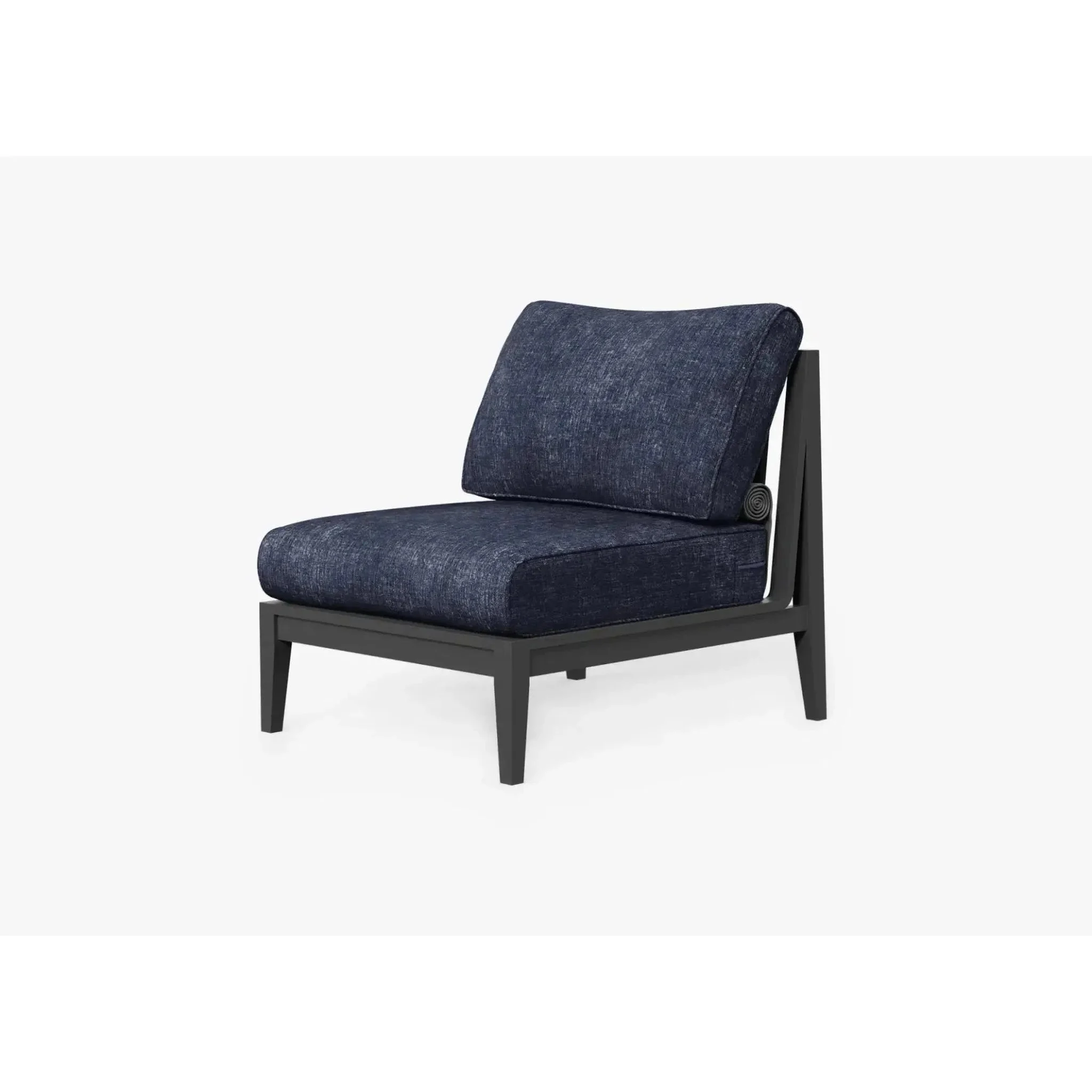 Live Outer 29" Charcoal Aluminum Outdoor Armless Chair With Deep Sea Navy Cushion