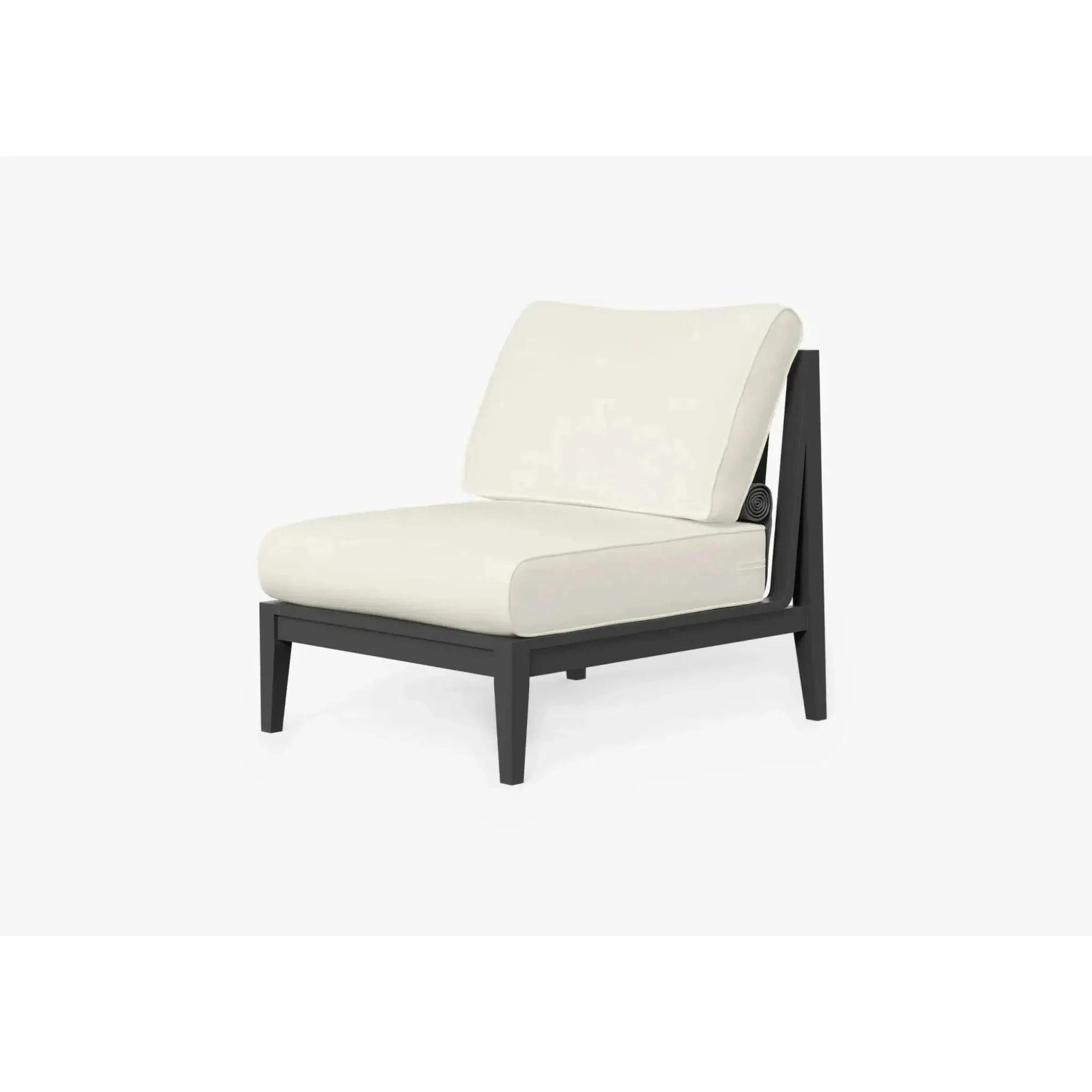 Live Outer 29" Charcoal Aluminum Outdoor Armless Chair With Palisades Cream Cushion