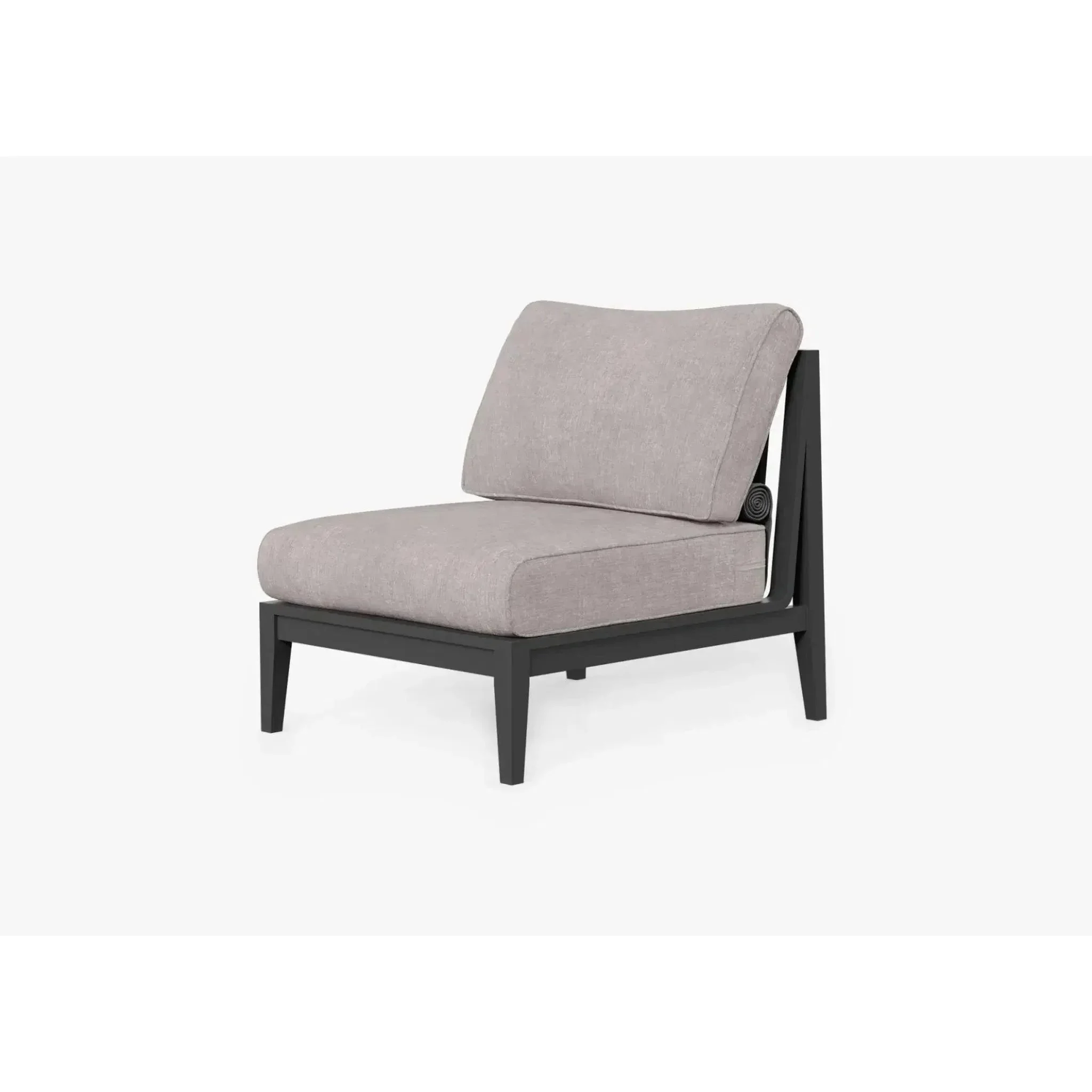 Live Outer 29" Charcoal Aluminum Outdoor Armless Chair With Sandstone Gray Cushion