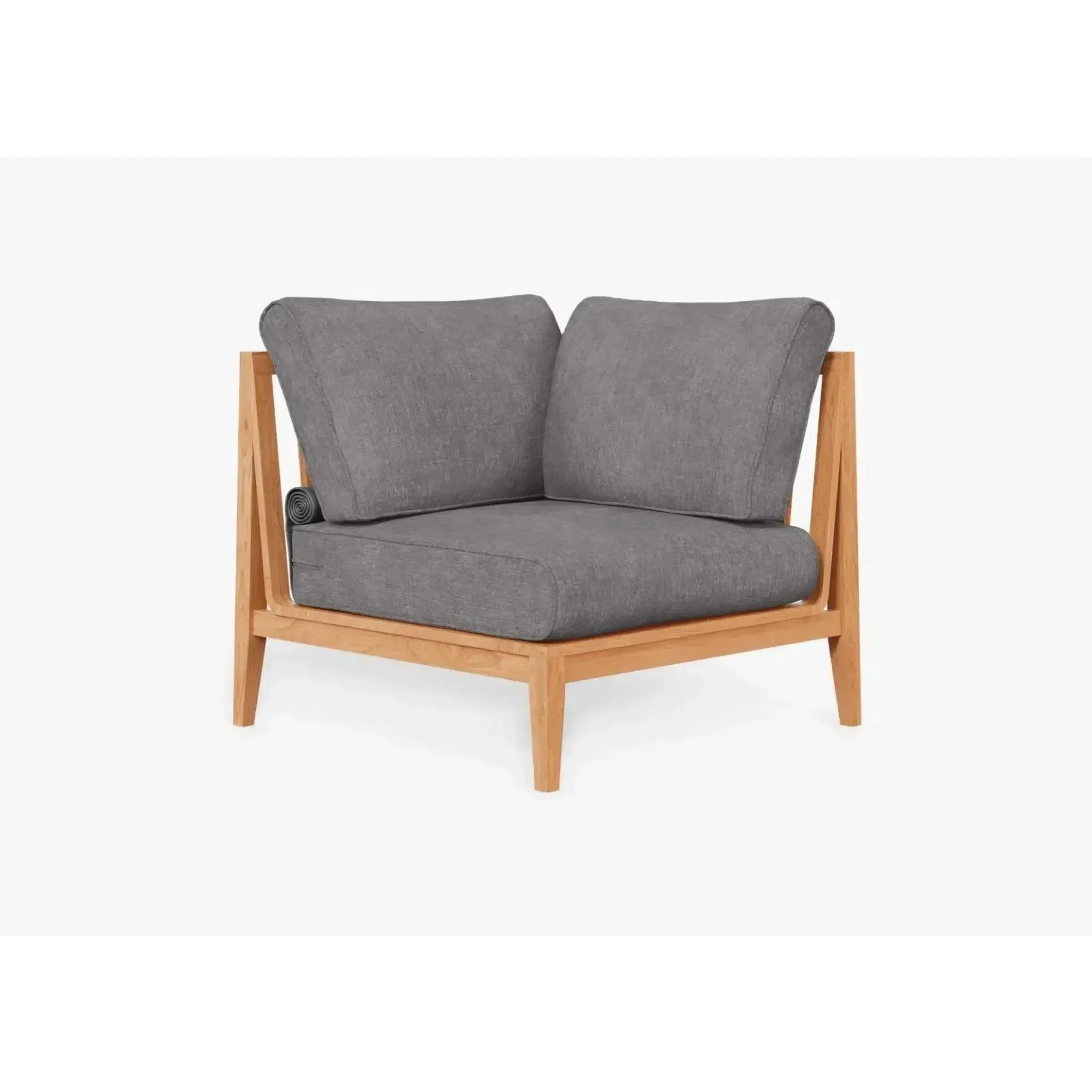 Live Outer 34" Teak Outdoor Left Sectional Chair With Dark Pebble Gray Cushion