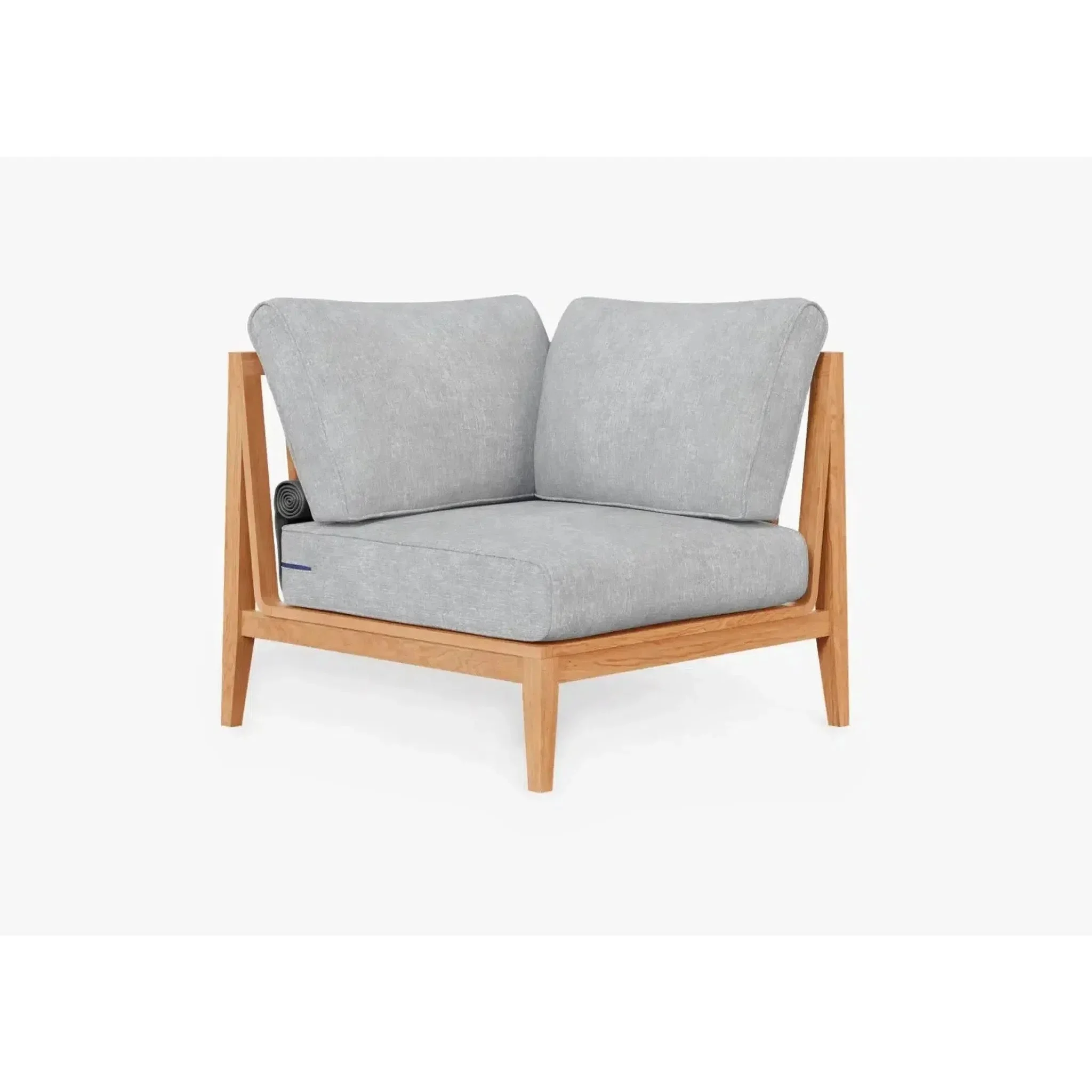 Live Outer 34" Teak Outdoor Left Sectional Chair With Pacific Fog Gray Cushion
