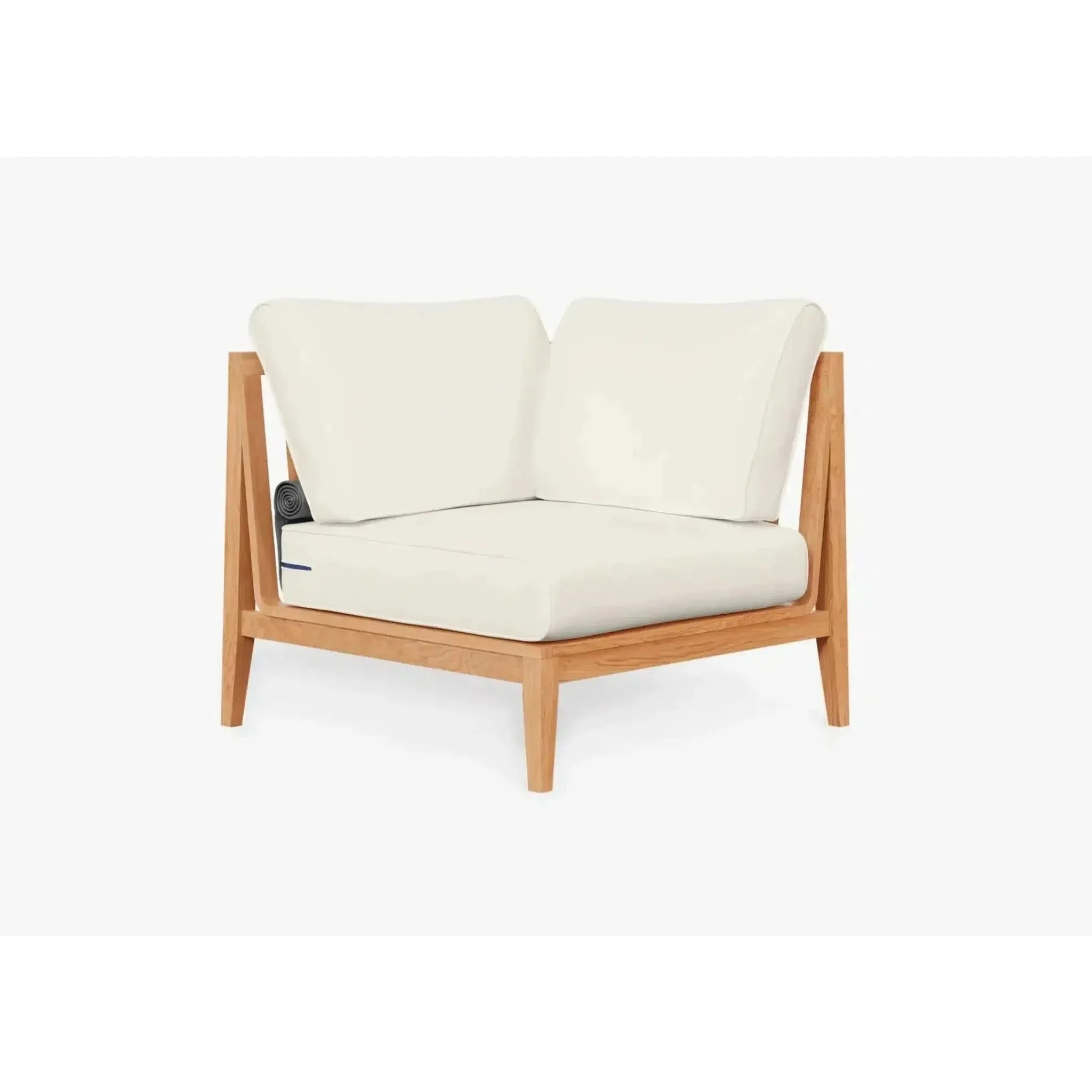 Live Outer 34" Teak Outdoor Left Sectional Chair With Palisades Cream Cushion
