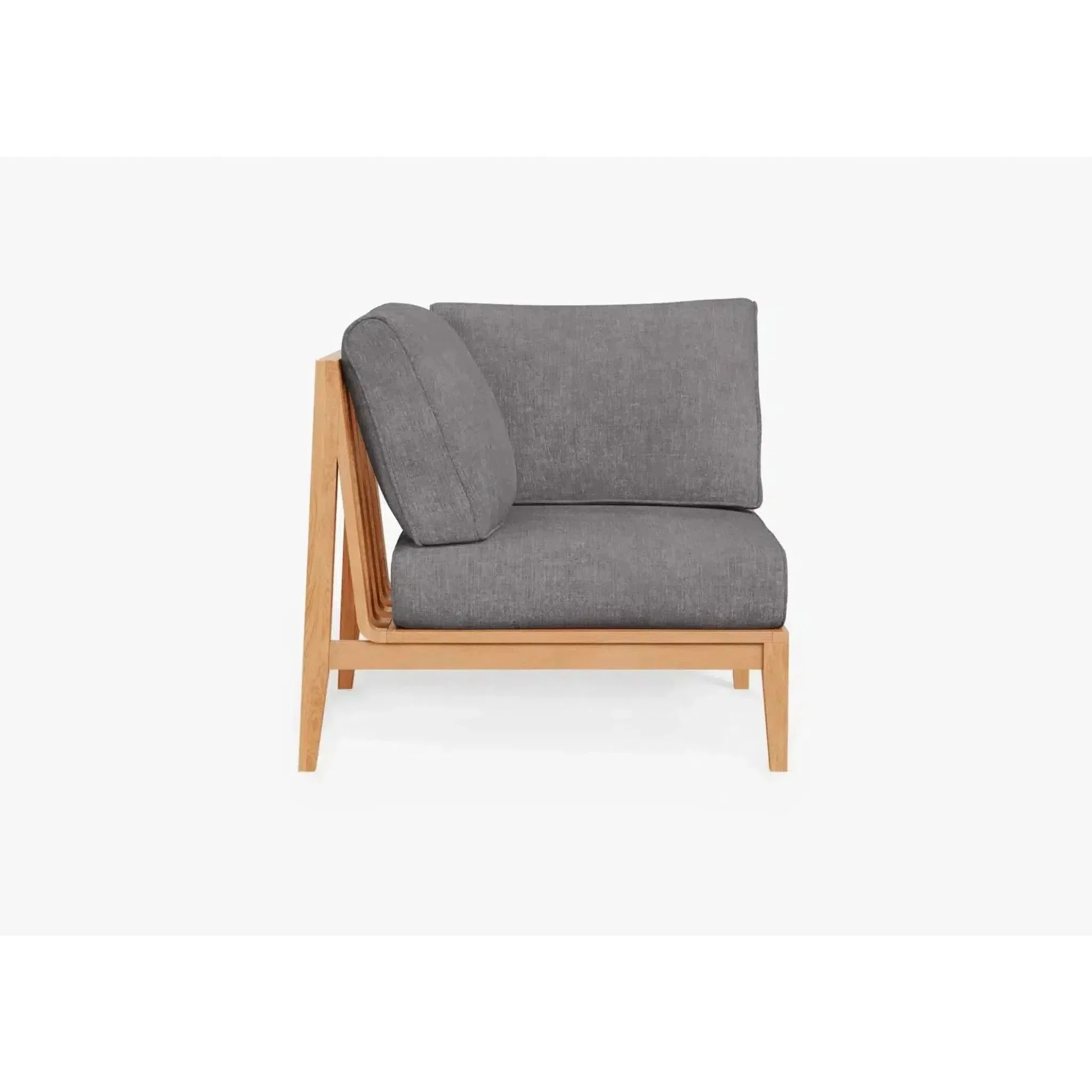 Live Outer 34" Teak Outdoor Right Corner Chair With Dark Pebble Gray Cushion
