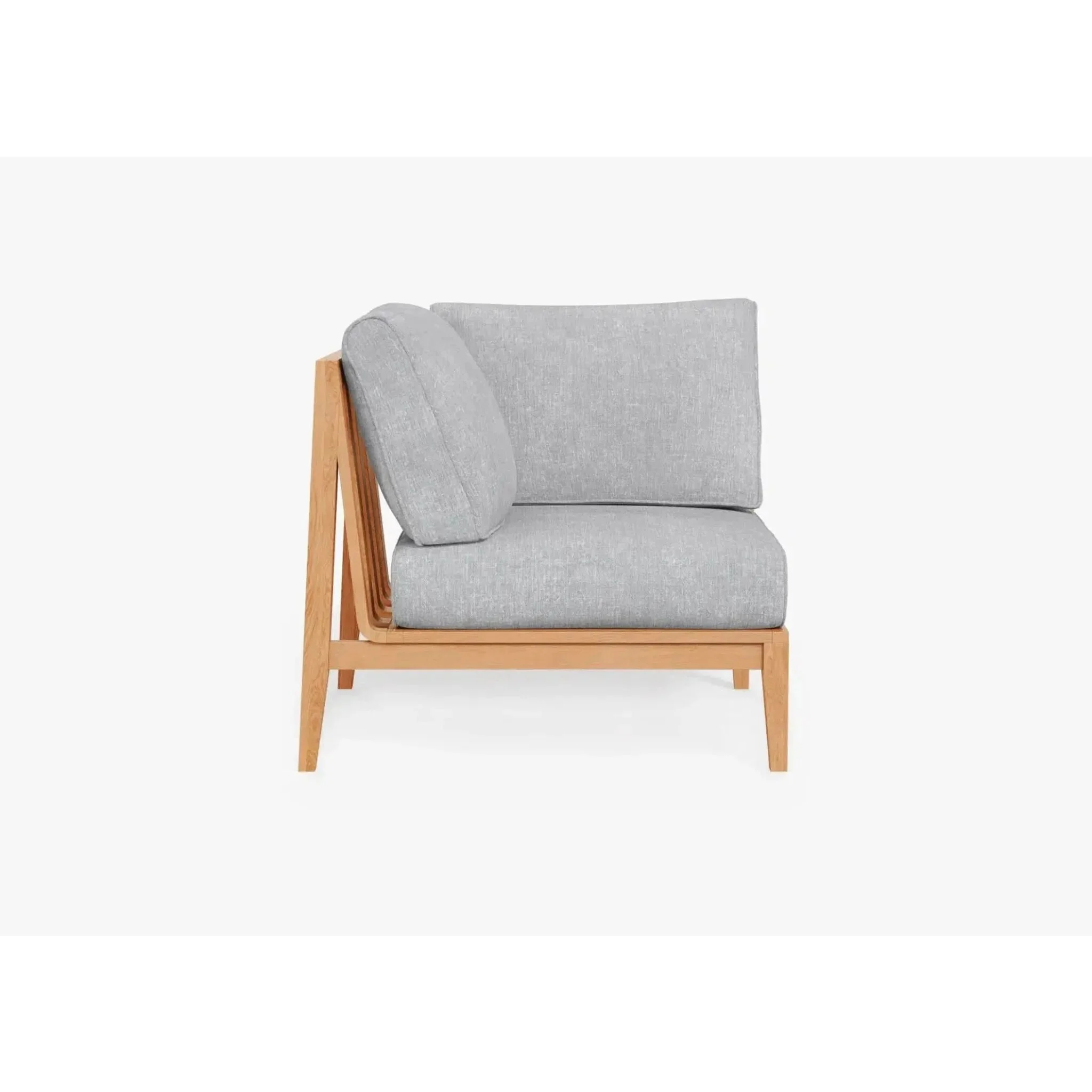 Live Outer 34" Teak Outdoor Right Corner Chair With Pacific Fog Gray Cushion