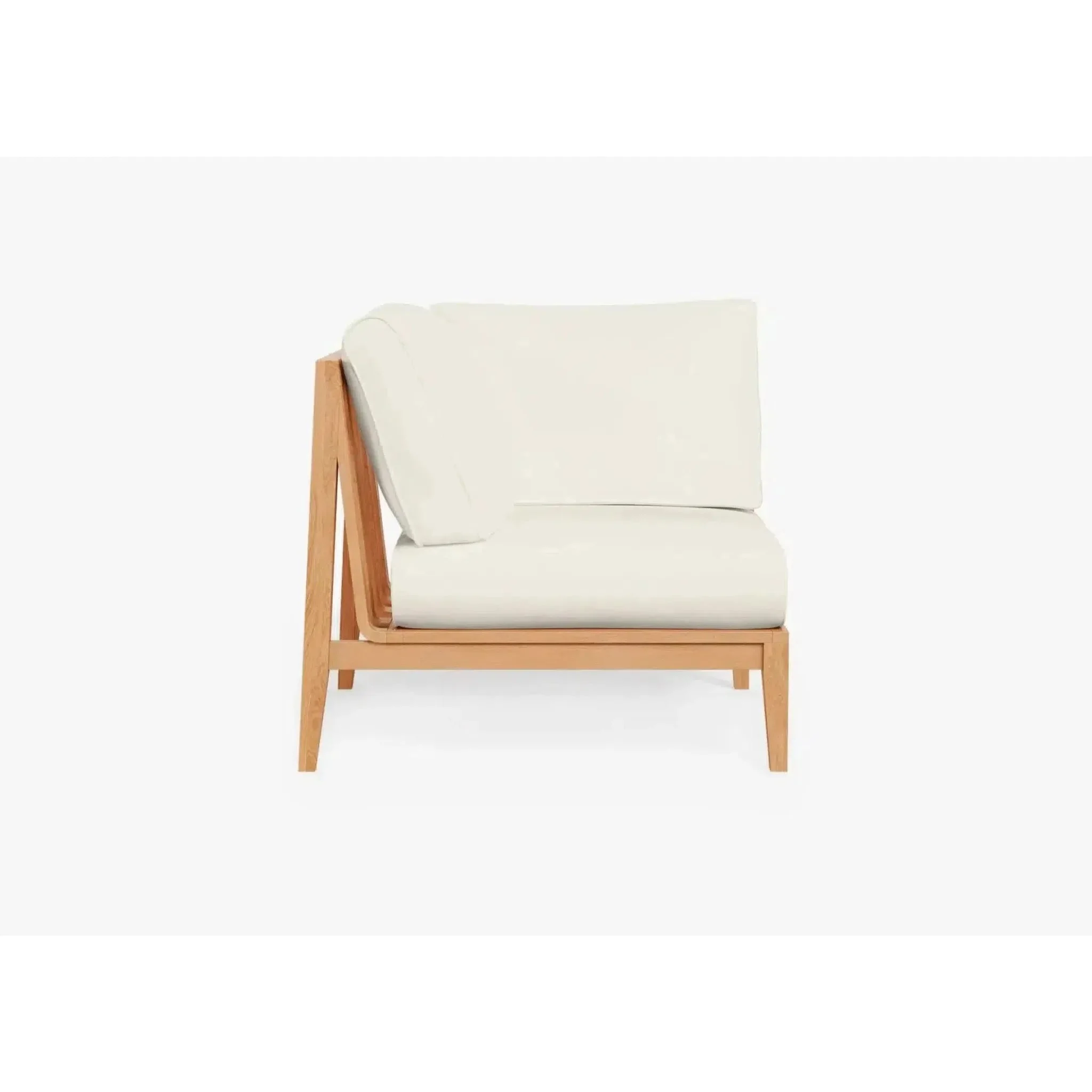 Live Outer 34" Teak Outdoor Right Corner Chair With Palisades Cream Cushion