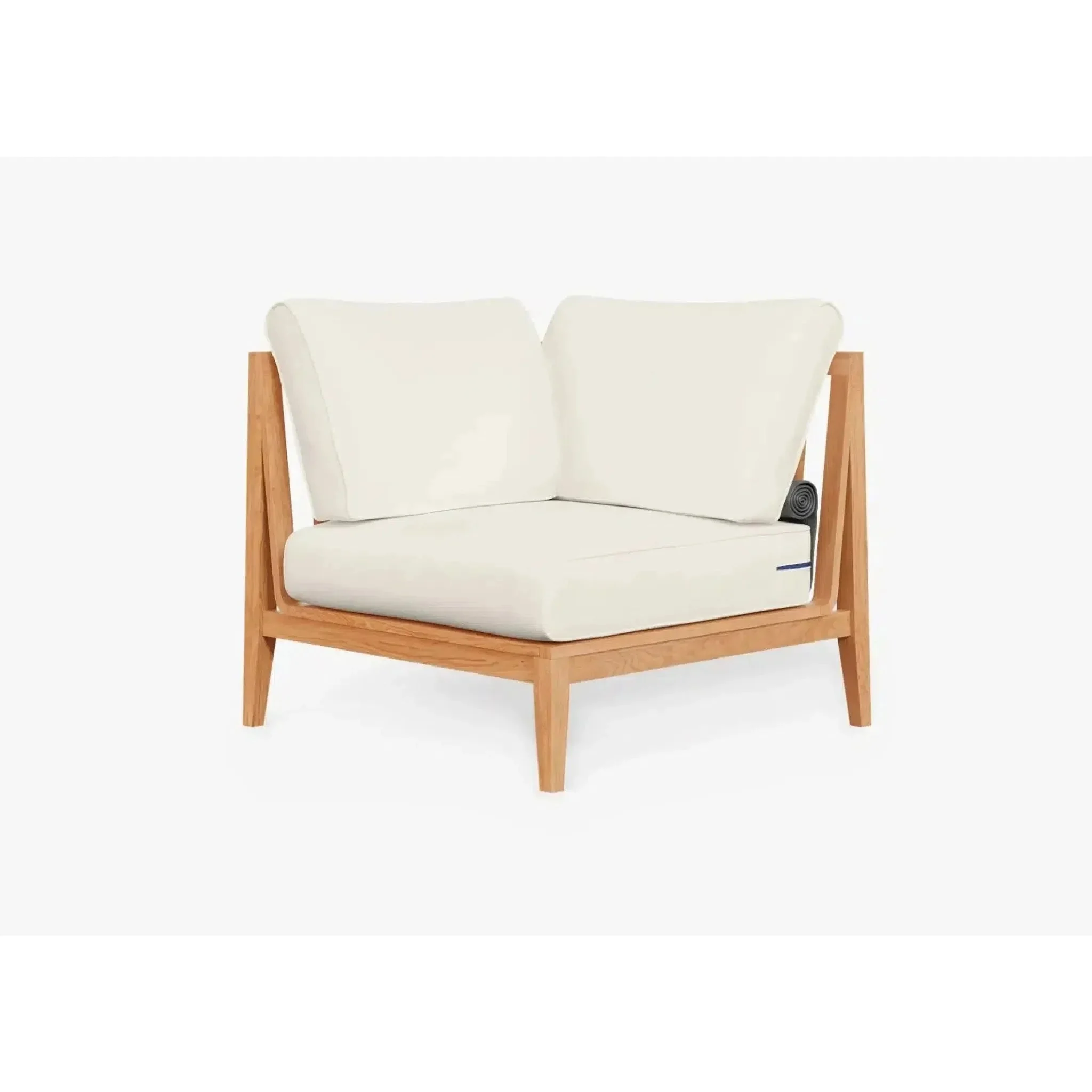 Live Outer 34" Teak Outdoor Right Sectional Chair With Palisades Cream Cushion