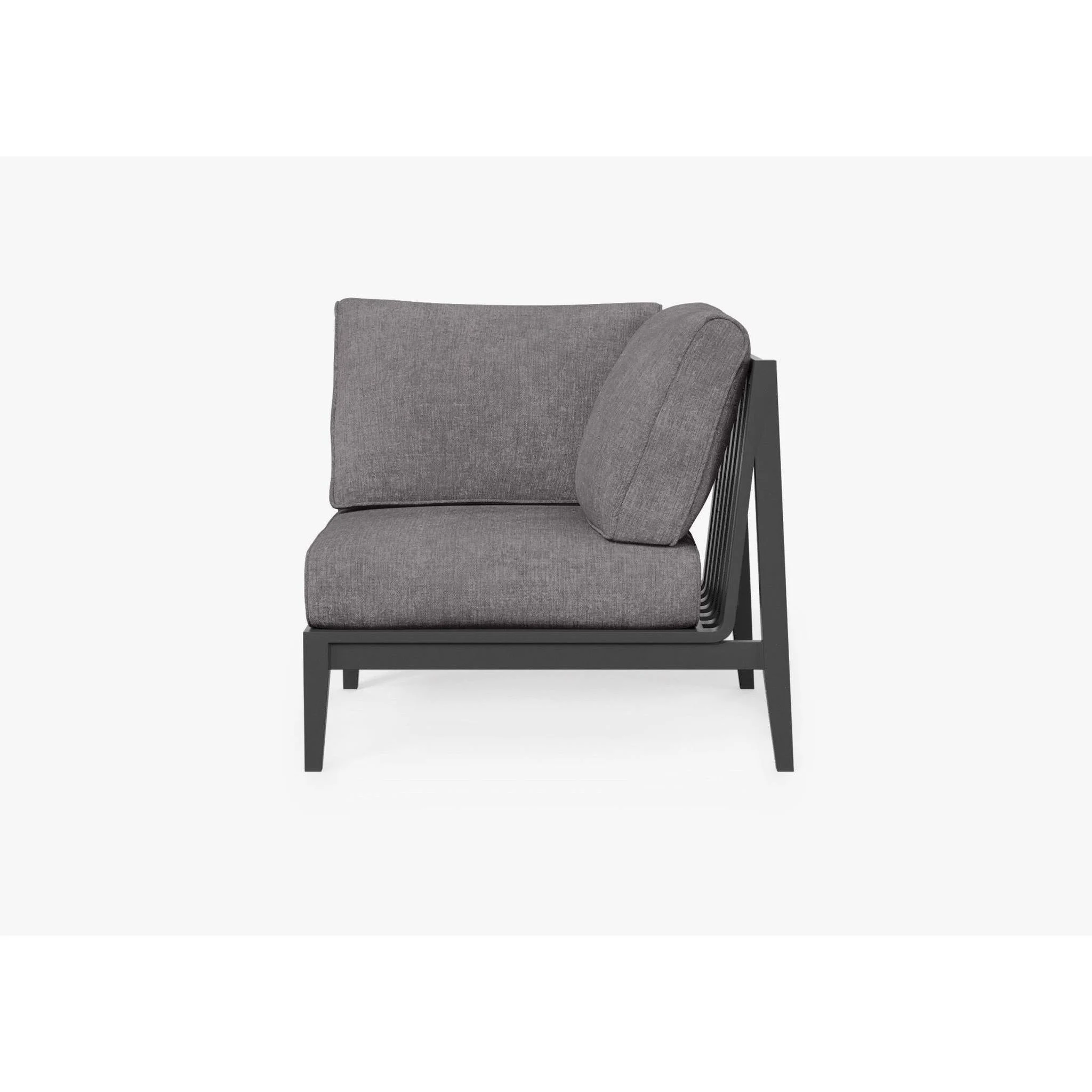 Live Outer 35" Charcoal Aluminum Left Corner Chair With Dark Pebble Gray Cushion