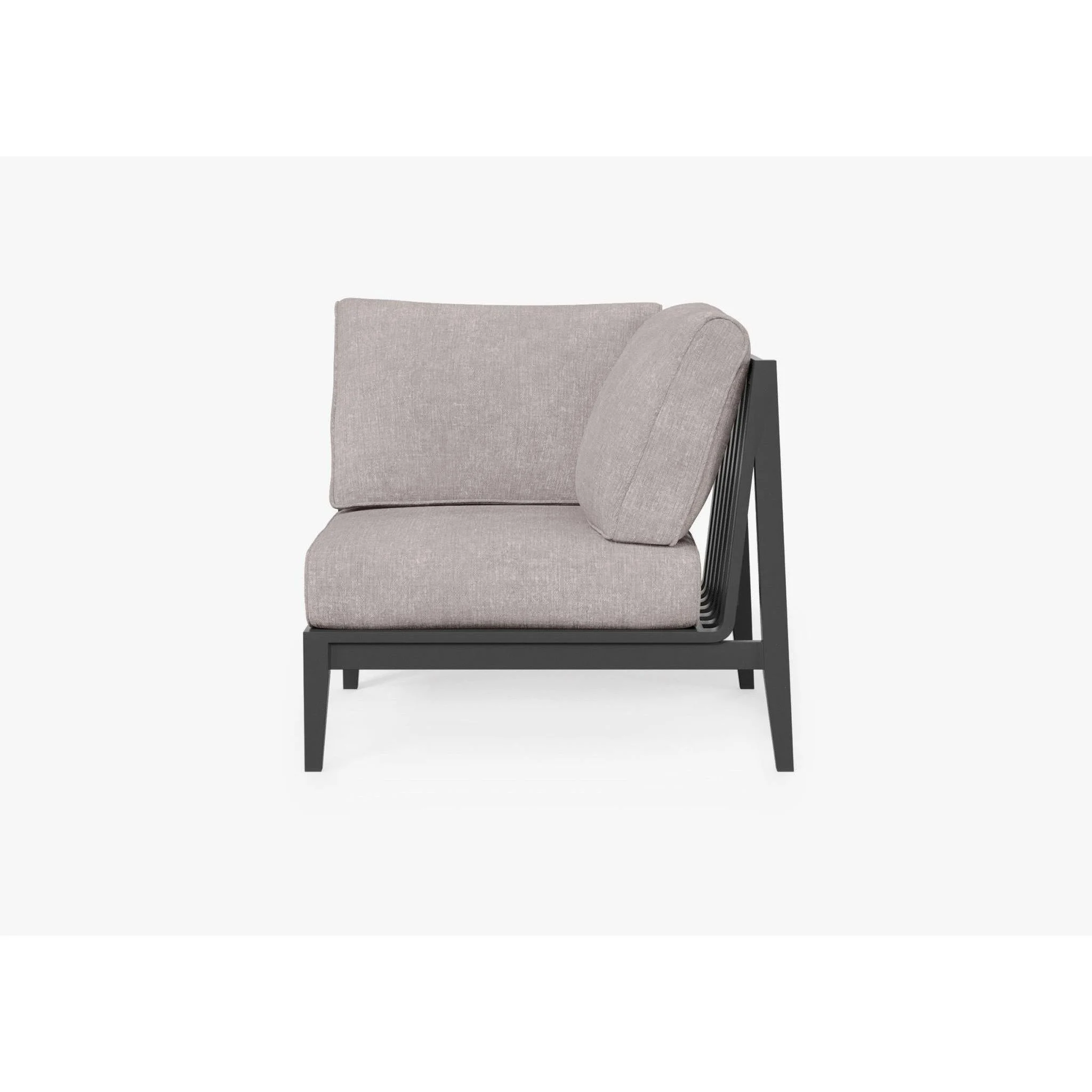 Live Outer 35" Charcoal Aluminum Left Corner Chair With Sandstone Gray Cushion