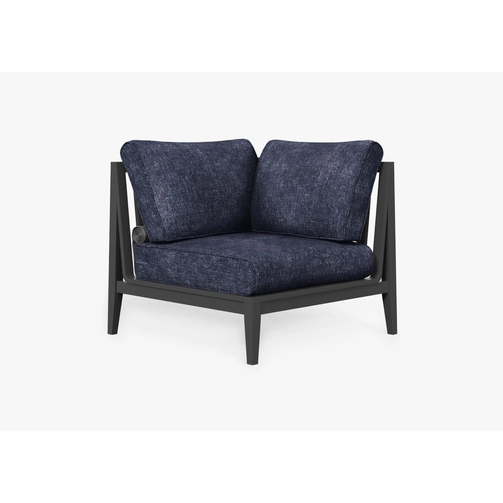 Live Outer 35" Charcoal Aluminum Left Sectional Chair With Deep Sea Navy Cushion