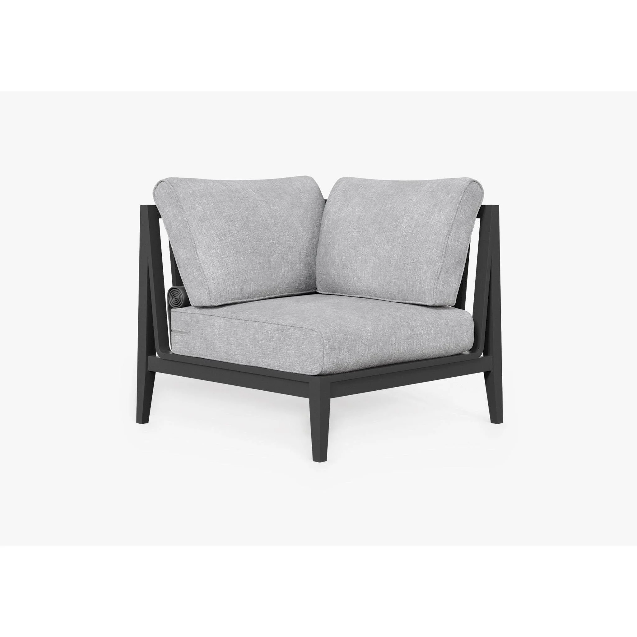 Live Outer 35" Charcoal Aluminum Left Sectional Chair With Pacific Fog Gray Cushion