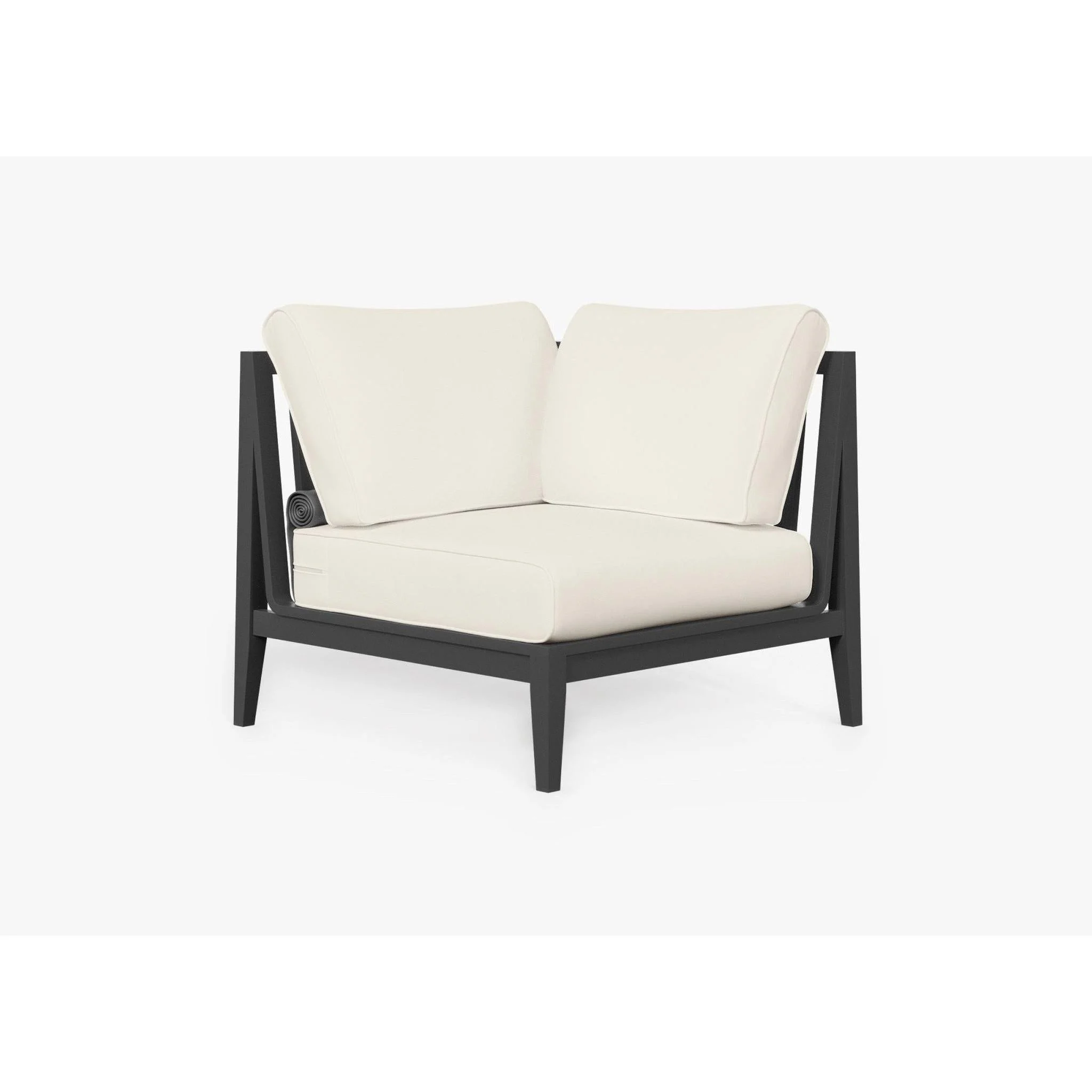 Live Outer 35" Charcoal Aluminum Left Sectional Chair With Palisades Cream Cushion