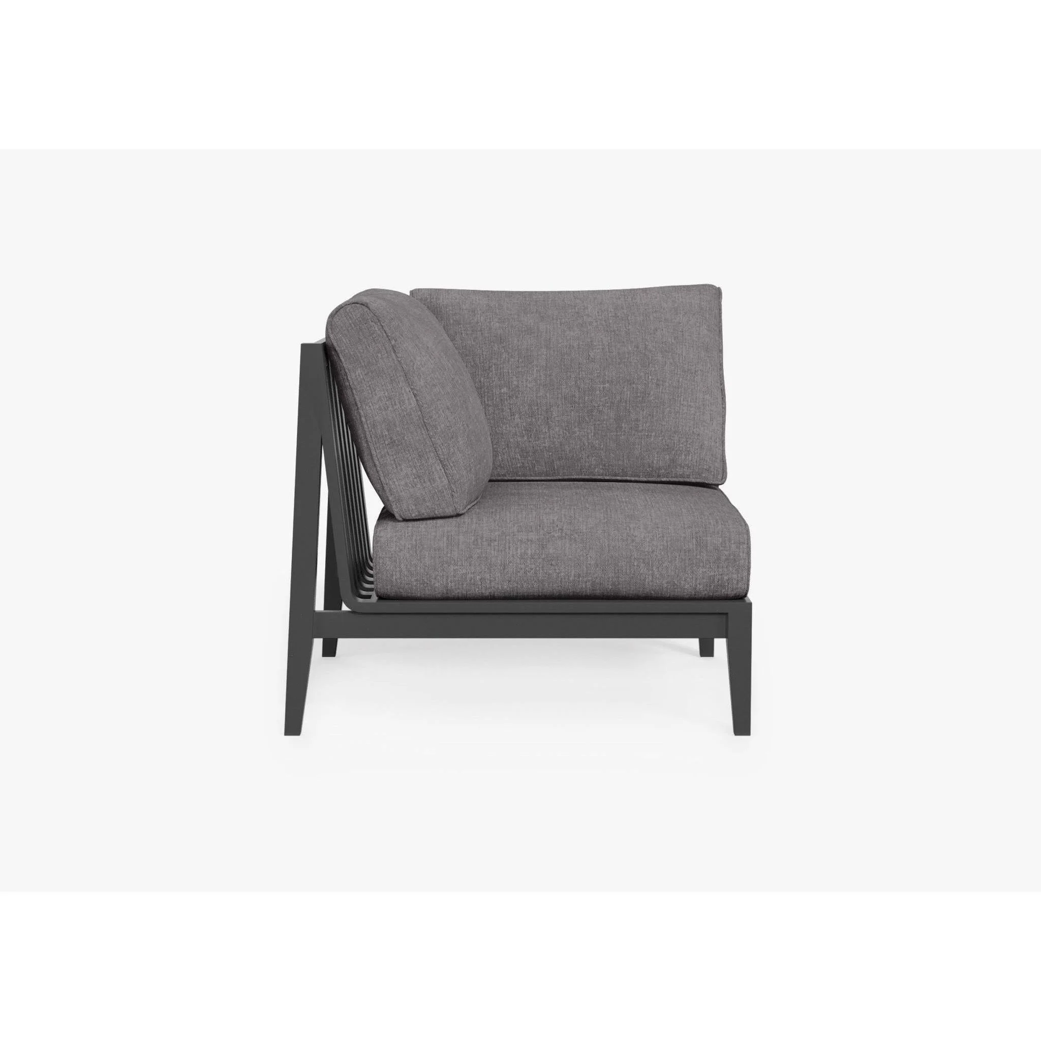 Live Outer 35" Charcoal Aluminum Right Corner Chair With Dark Pebble Gray Cushion