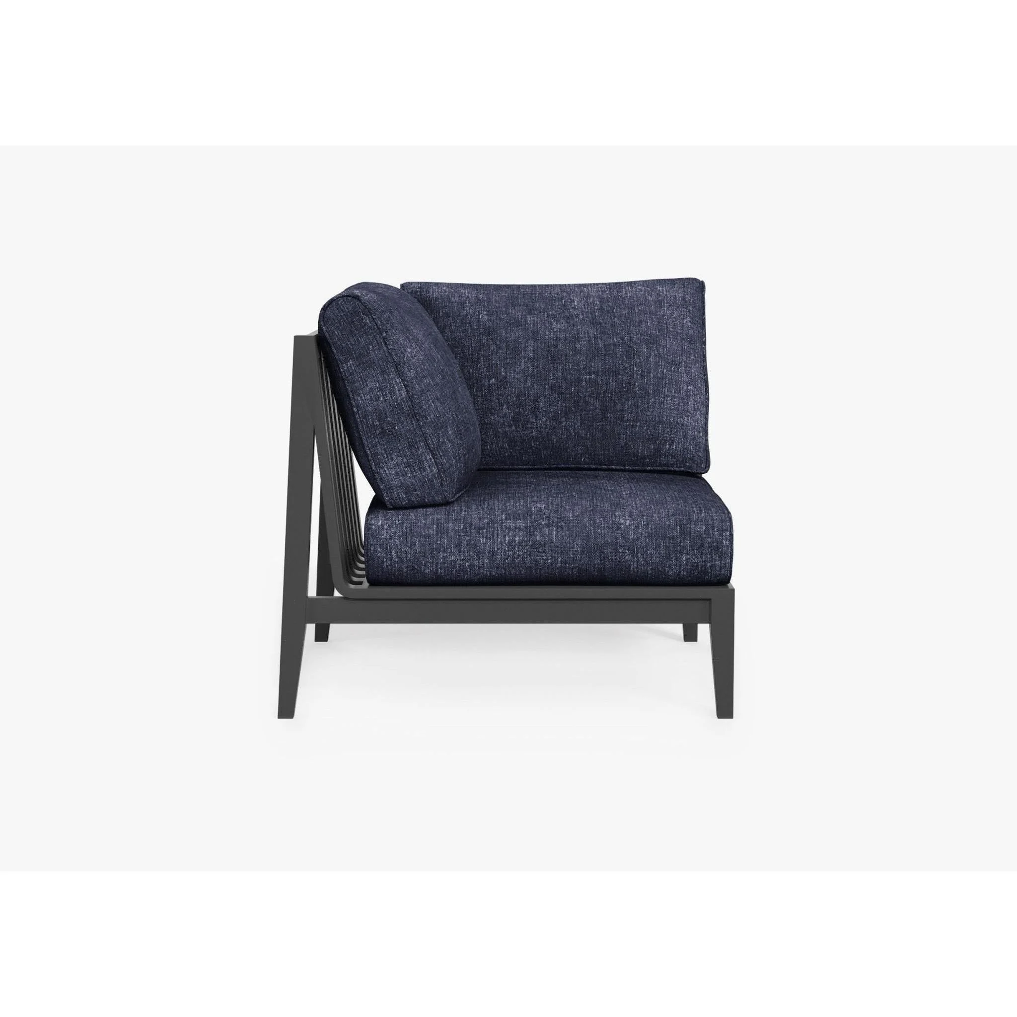 Live Outer 35" Charcoal Aluminum Right Corner Chair With Deep Sea Navy Cushion