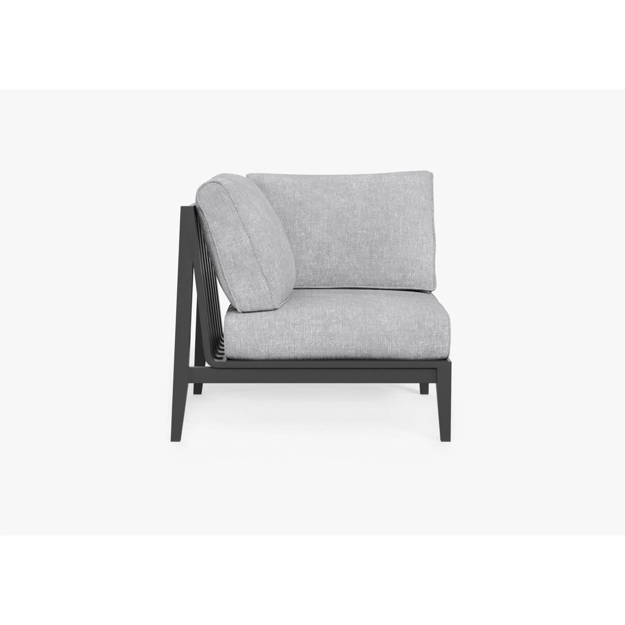 Live Outer 35" Charcoal Aluminum Right Corner Chair With Pacific Fog Gray Cushion