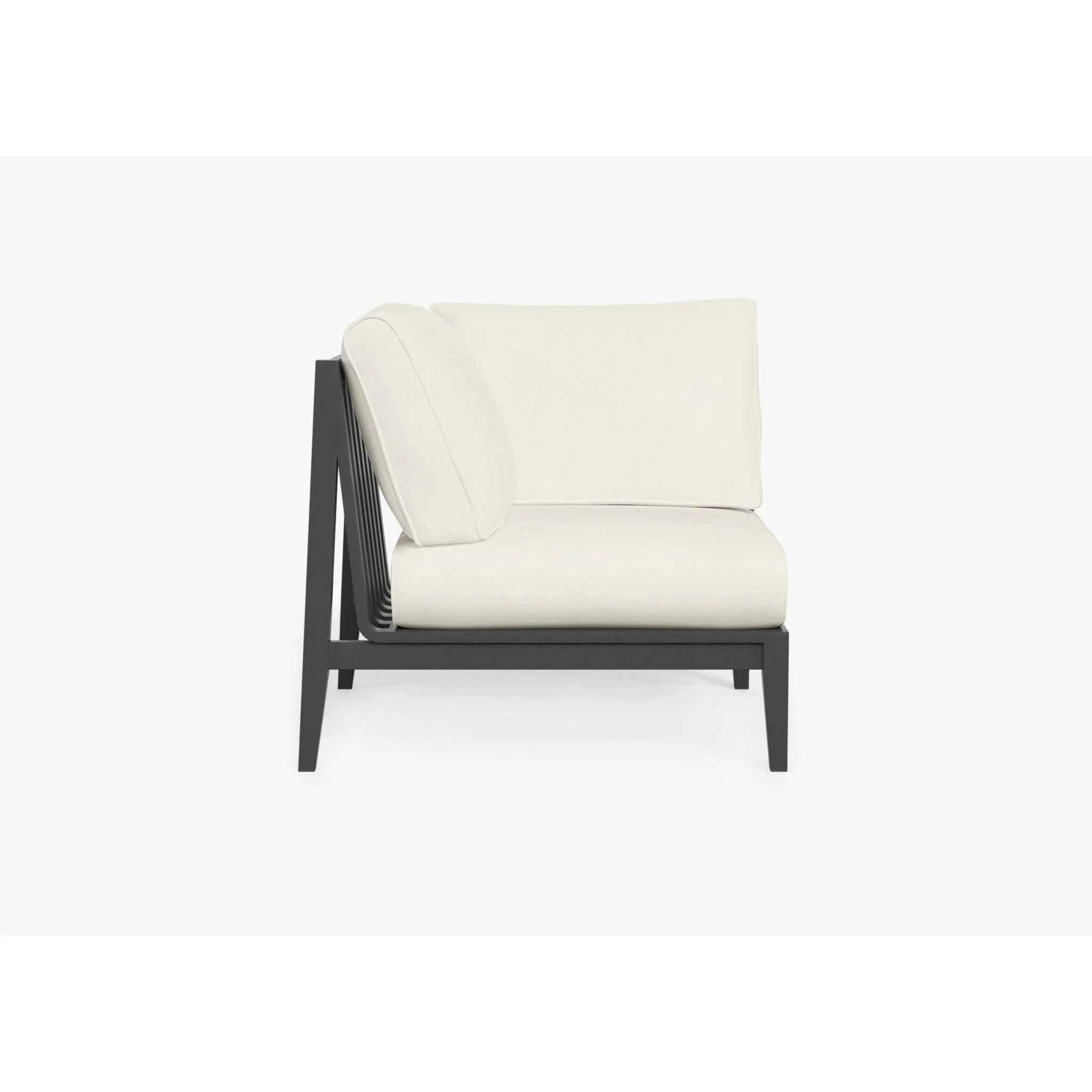 Live Outer 35" Charcoal Aluminum Right Corner Chair With Palisades Cream Cushion
