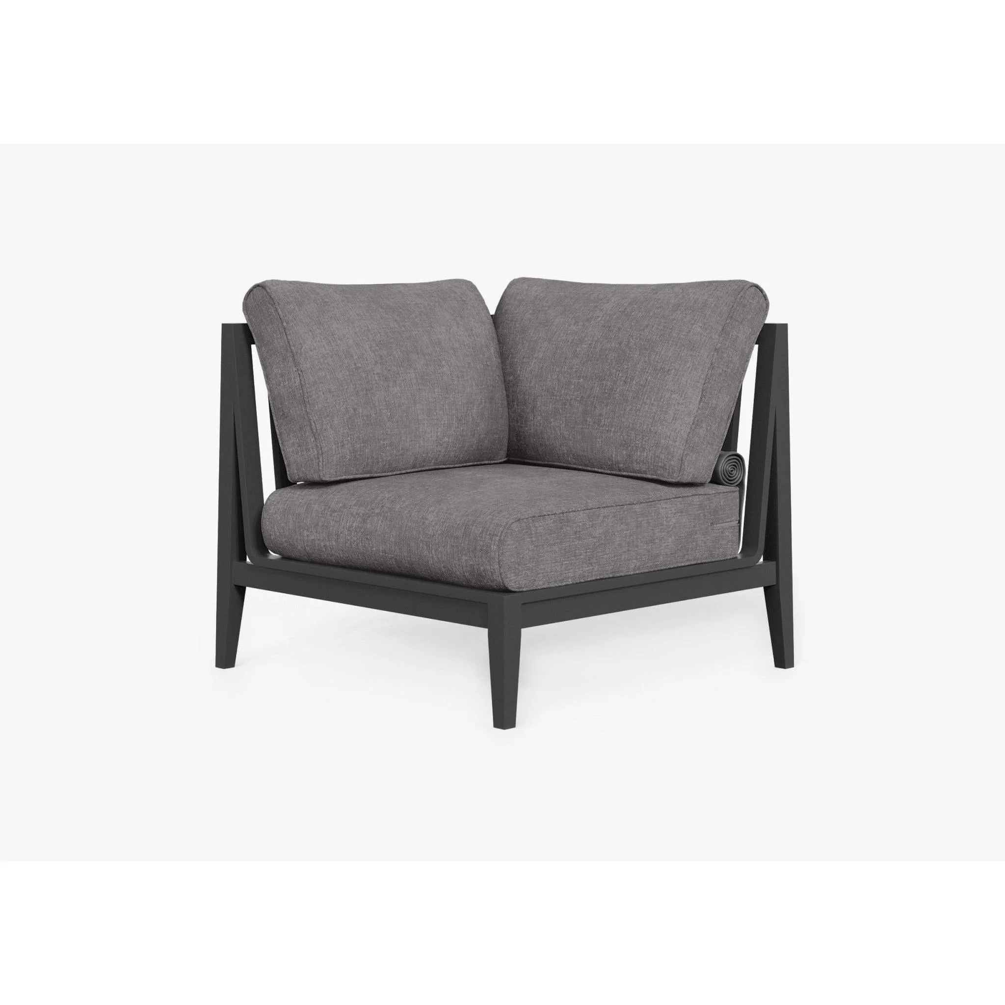 Live Outer 35" Charcoal Aluminum Right Sectional Chair With Dark Pebble Gray Cushion