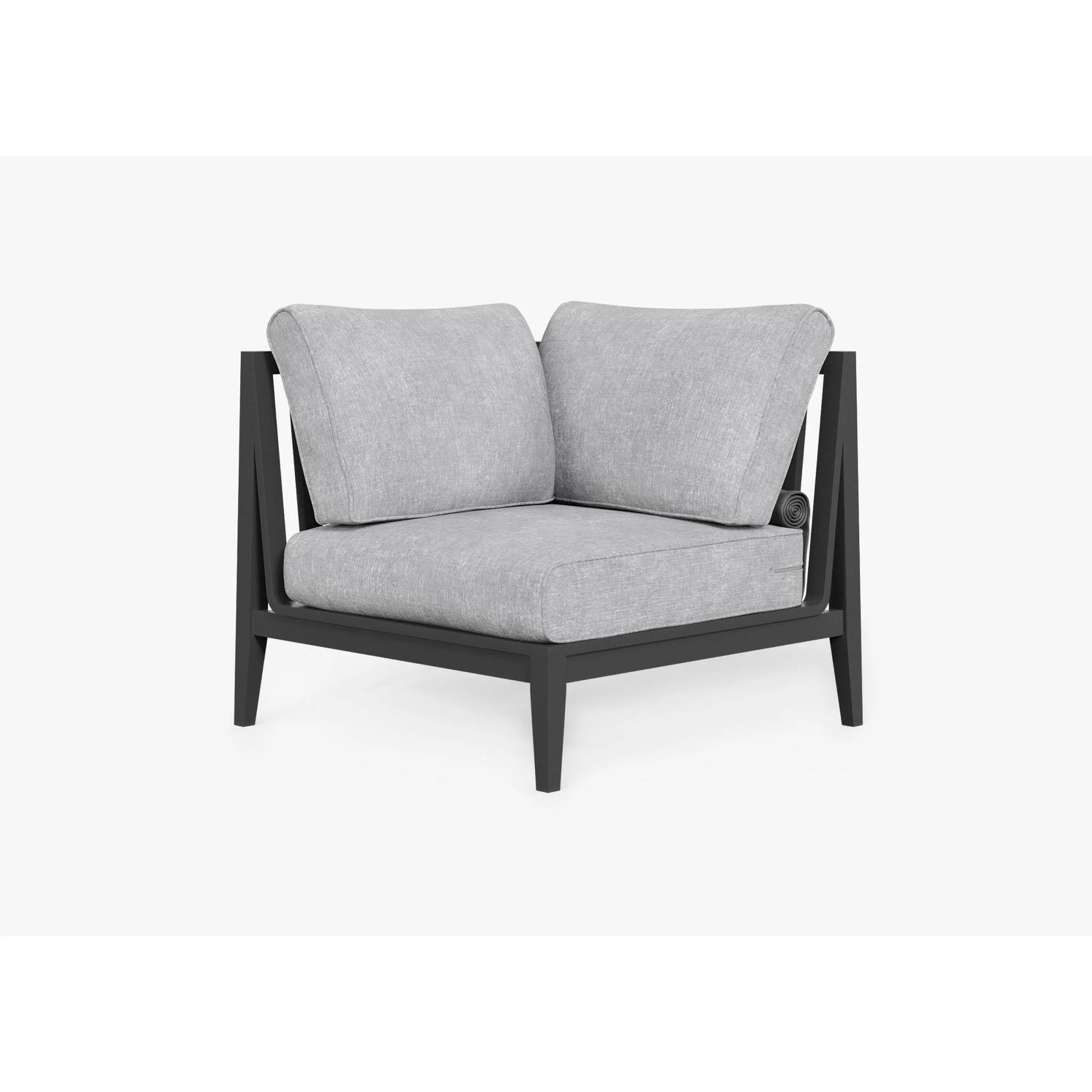 Live Outer 35" Charcoal Aluminum Right Sectional Chair With Pacific Fog Gray Cushion