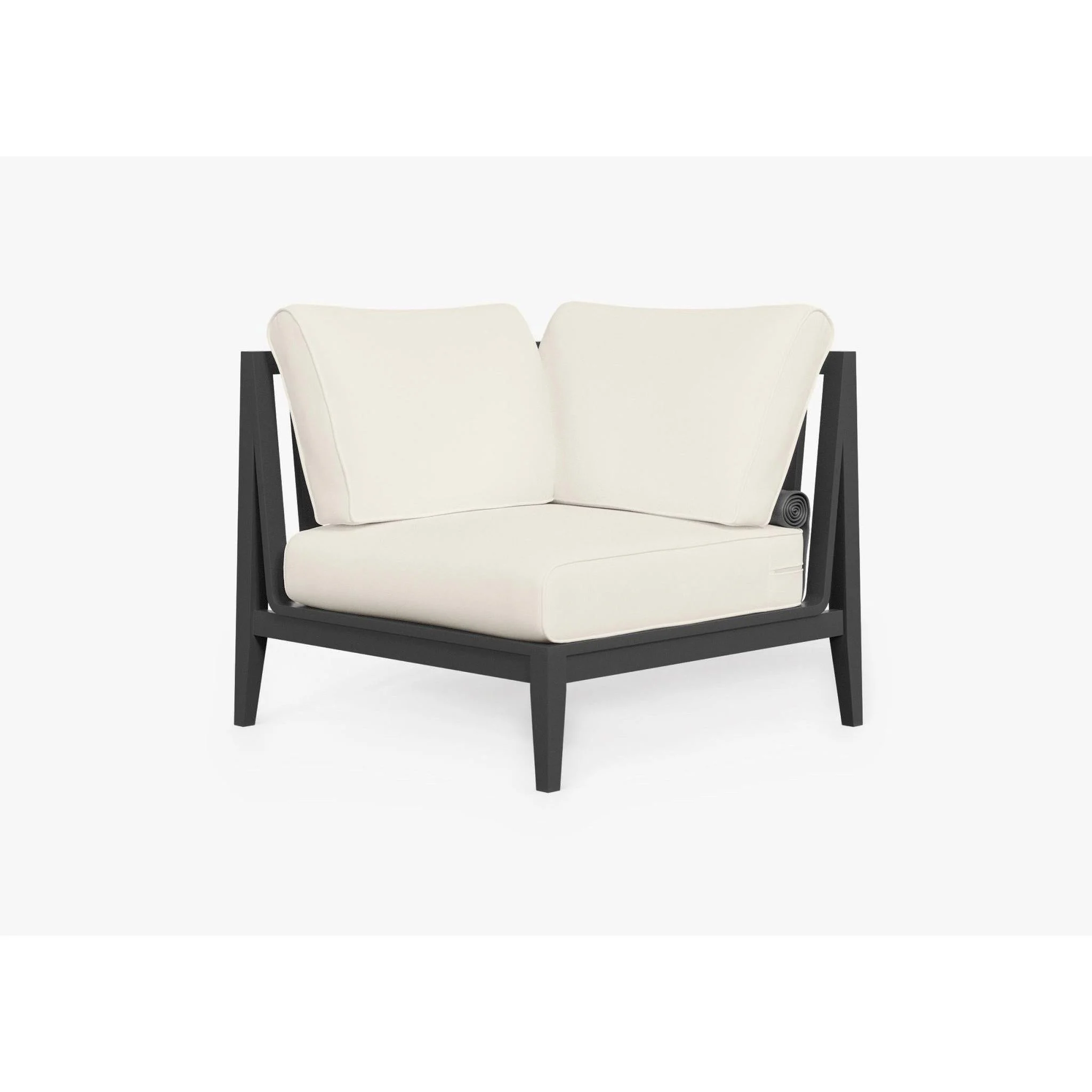 Live Outer 35" Charcoal Aluminum Right Sectional Chair With Palisades Cream Cushion