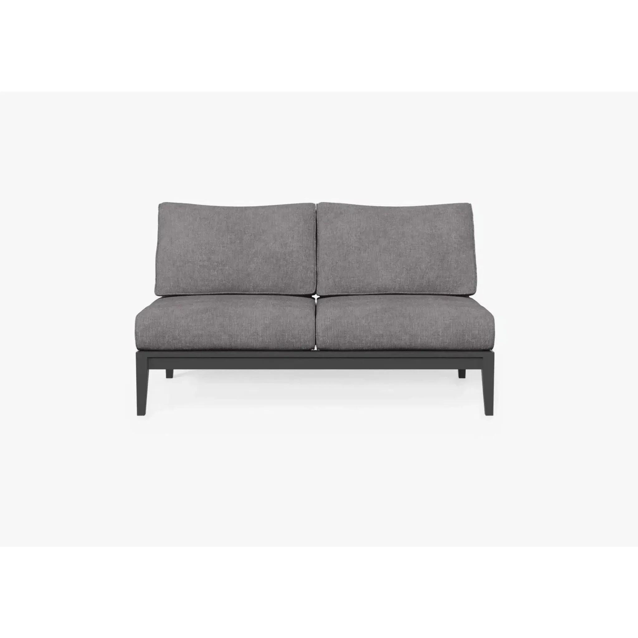 Live Outer 58" Charcoal Aluminum Outdoor Armless Loveseat With Dark Pebble Gray Cushion
