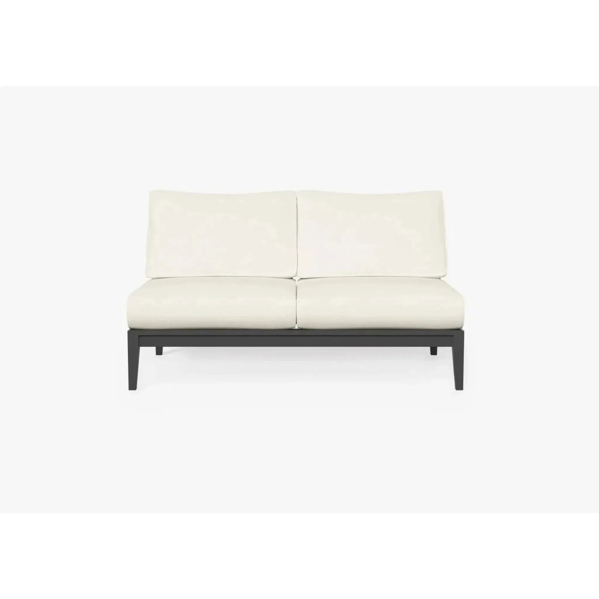 Live Outer 58" Charcoal Aluminum Outdoor Armless Loveseat With Palisades Cream Cushion