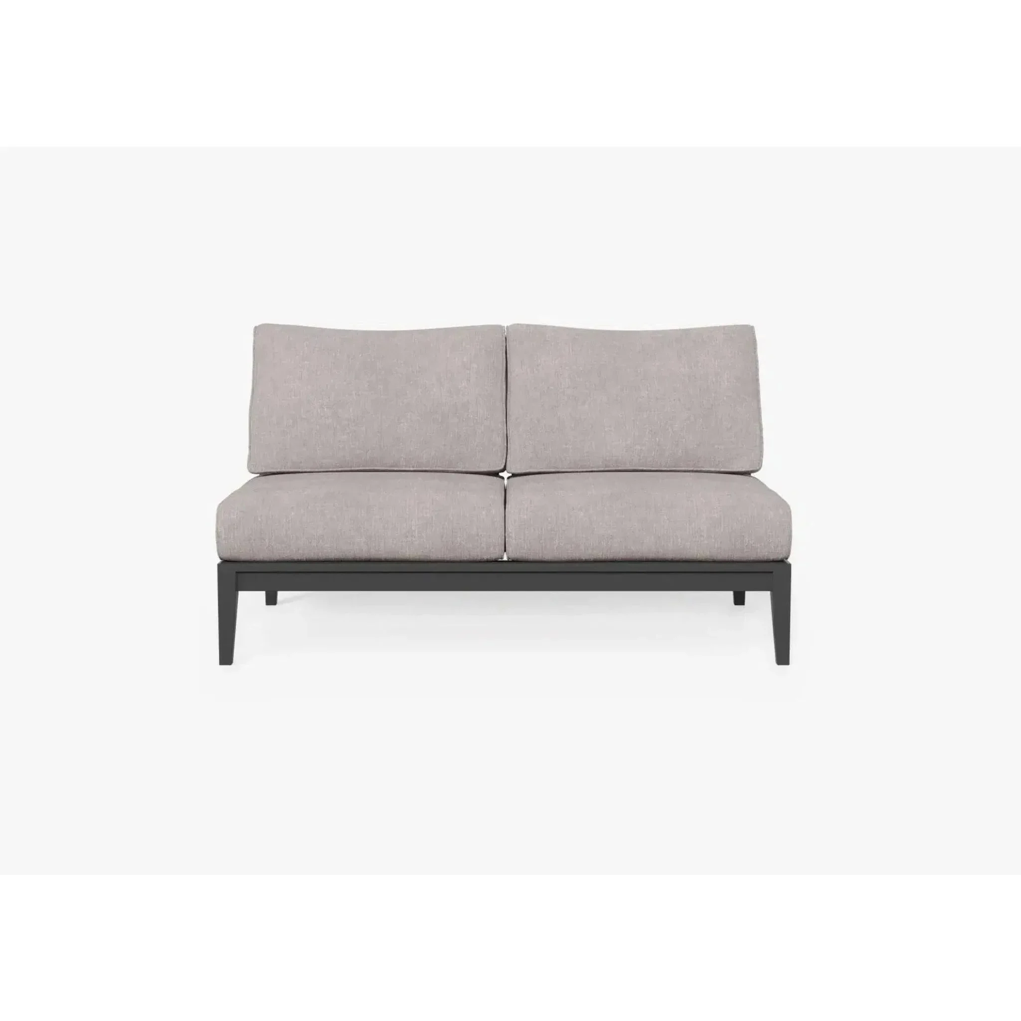 Live Outer 58" Charcoal Aluminum Outdoor Armless Loveseat With Sandstone Gray Cushion