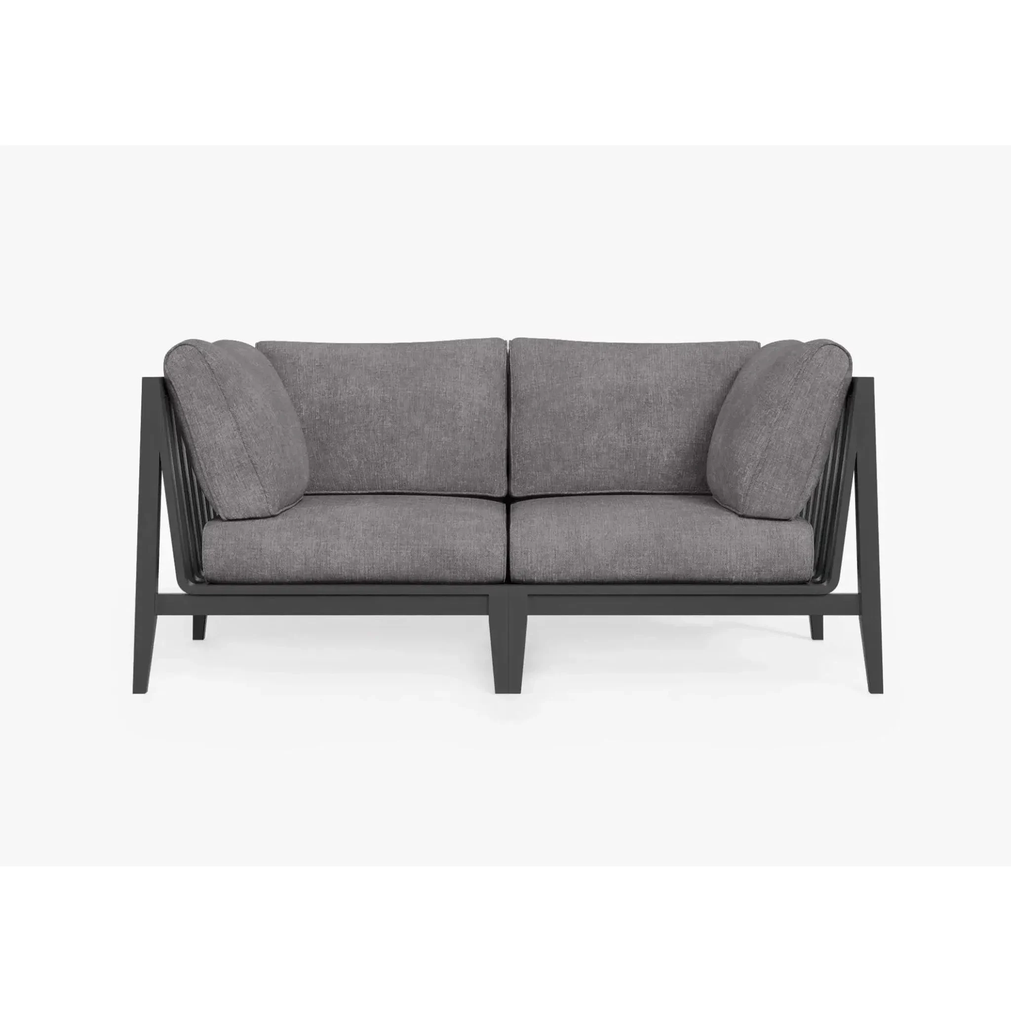Live Outer 69" Charcoal Aluminum Outdoor Loveseat With Dark Pebble Gray Cushion