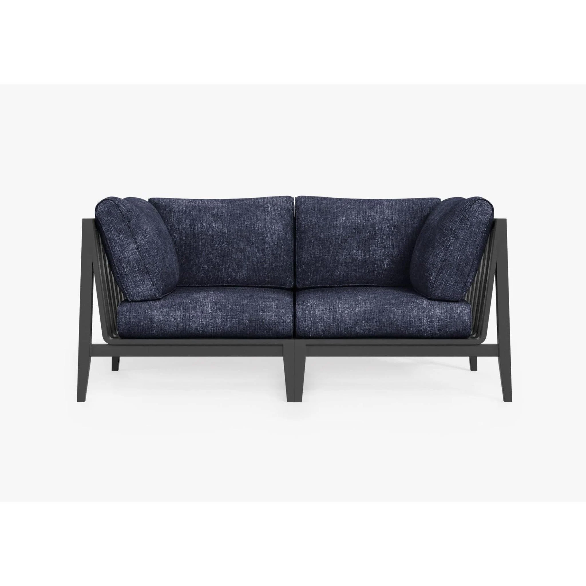Live Outer 69" Charcoal Aluminum Outdoor Loveseat With Deep Sea Navy Cushion