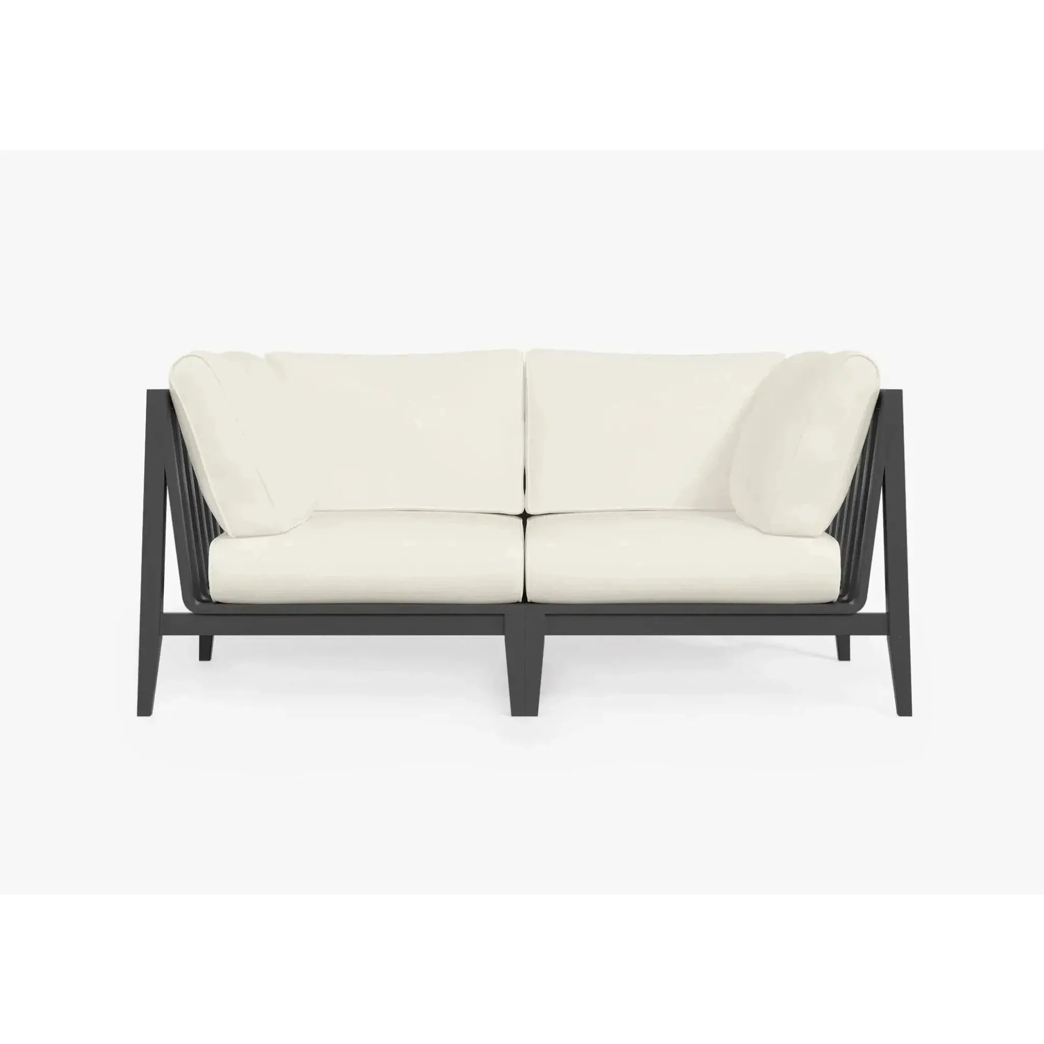Live Outer 69" Charcoal Aluminum Outdoor Loveseat With Palisades Cream Cushion