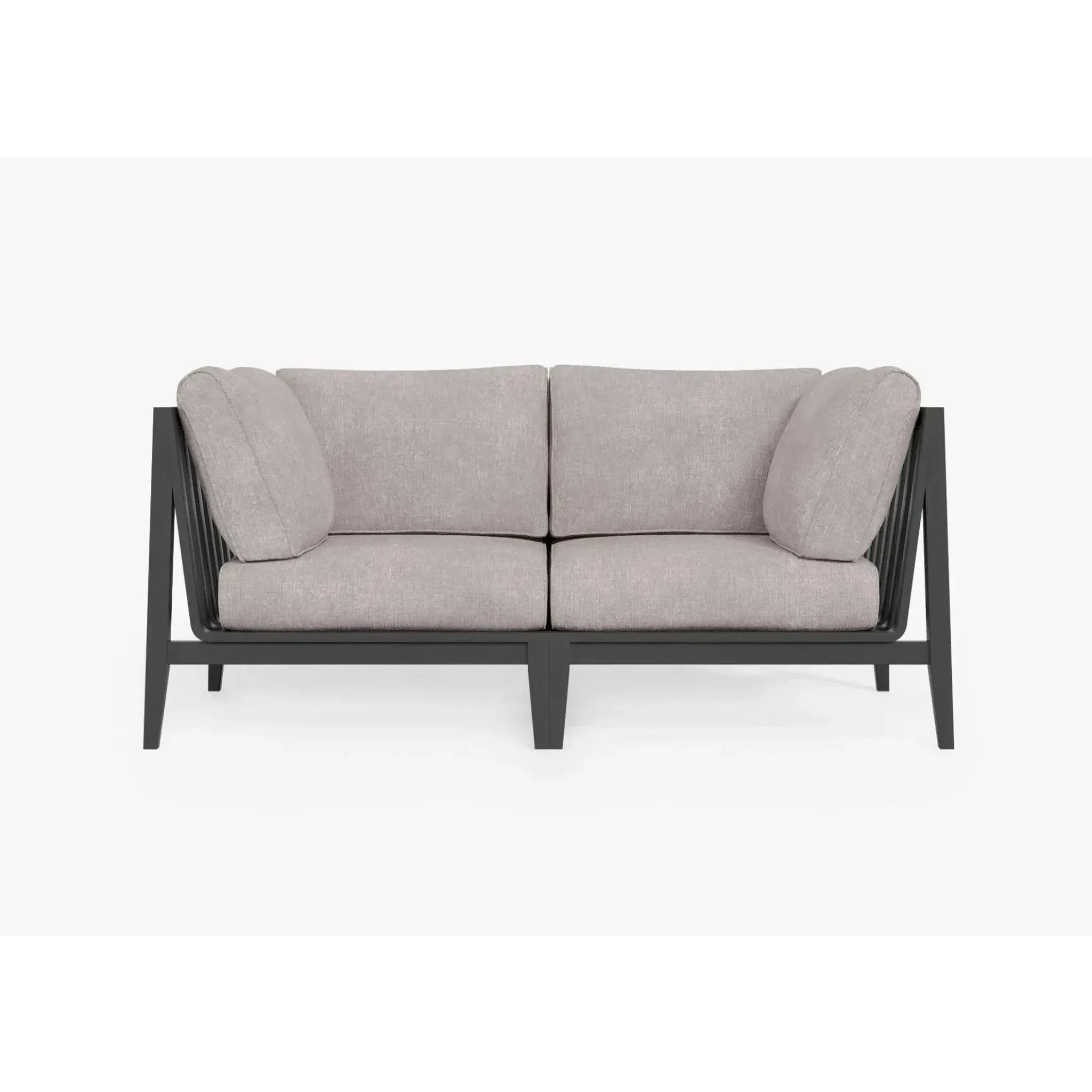 Live Outer 69" Charcoal Aluminum Outdoor Loveseat With Sandstone Gray Cushion