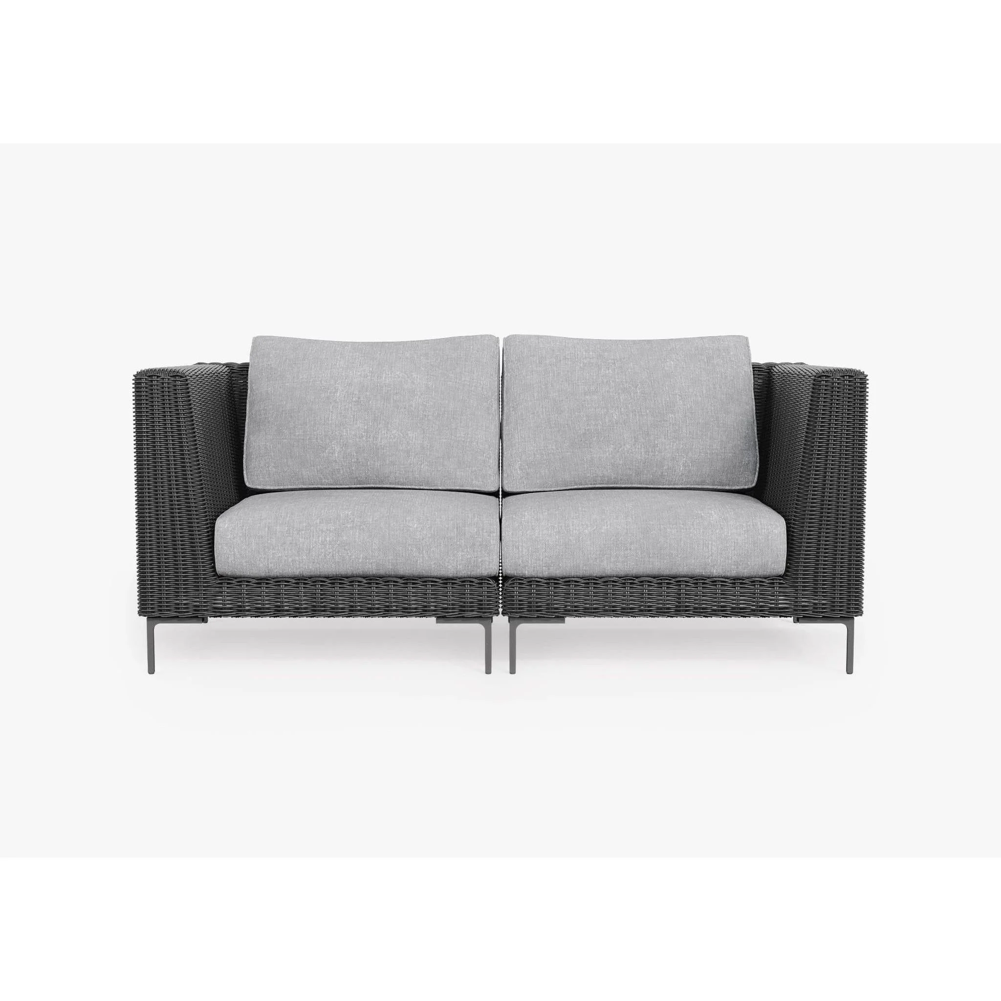 Live Outer 74" Black Wicker Outdoor Loveseat With Pacific Fog Gray Cushion
