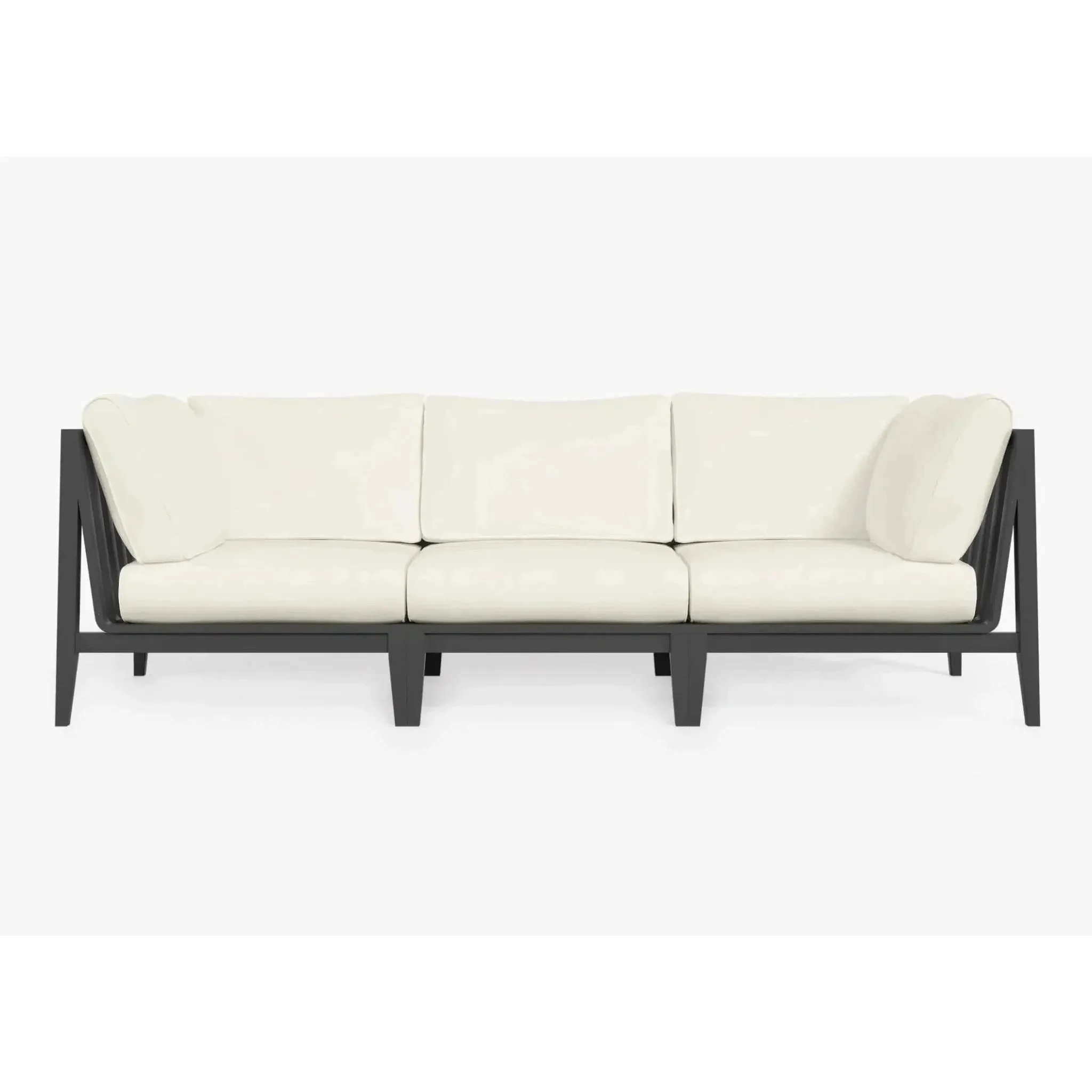 Live Outer 98" Charcoal Aluminum Outdoor 3-Seat Sofa With Palisades Cream Cushion