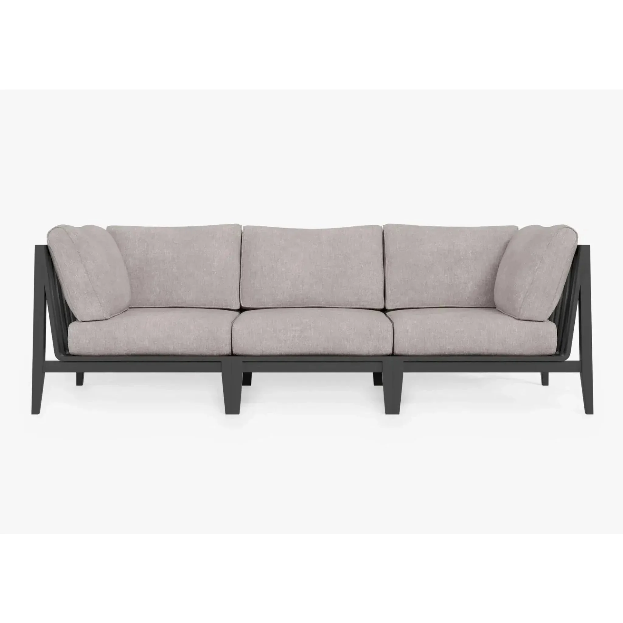 Live Outer 98" Charcoal Aluminum Outdoor 3-Seat Sofa With Sandstone Gray Cushion
