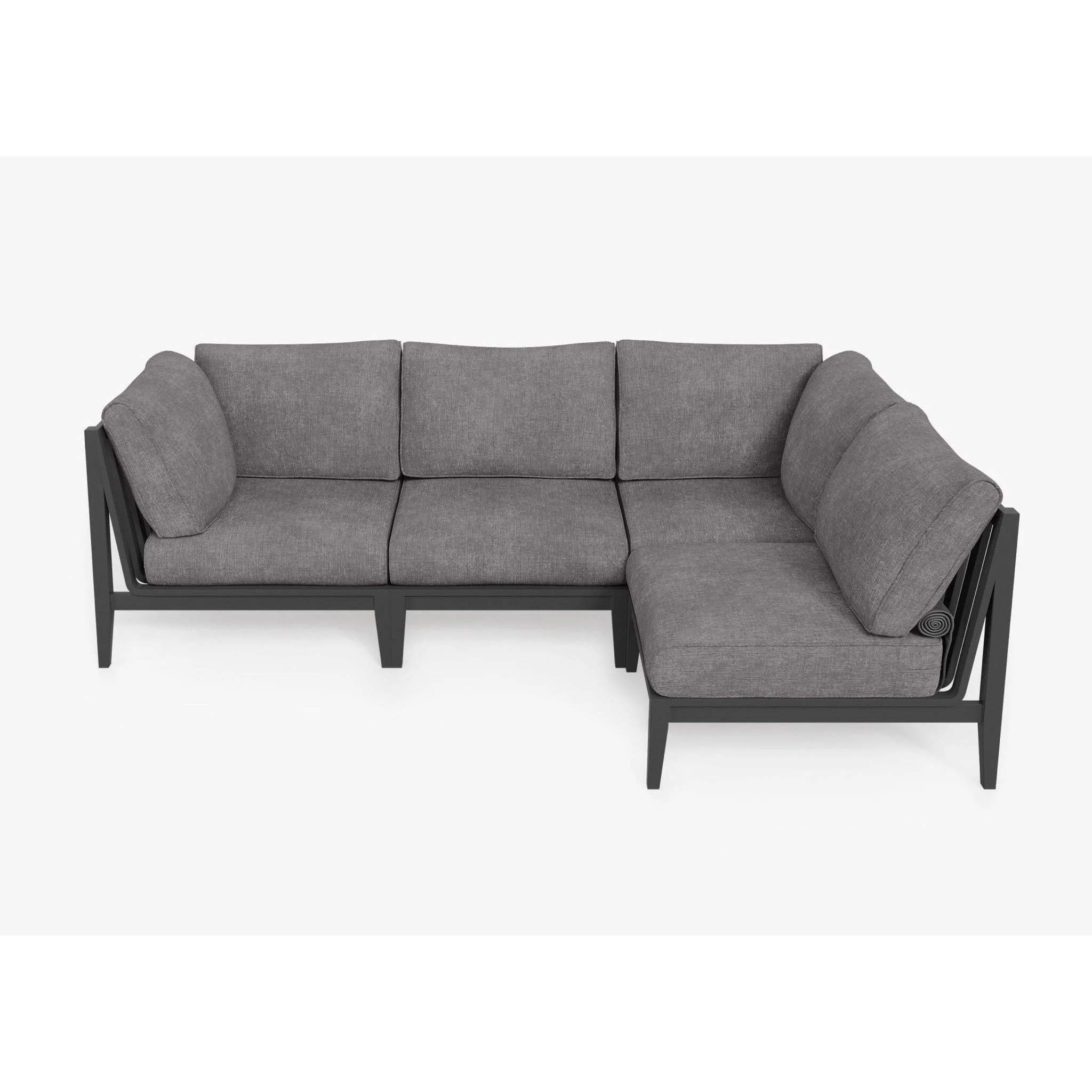 Live Outer 98" x 64" Charcoal Aluminum Outdoor L Shape Sectional 4-Seat With Dark Pebble Gray Cushion