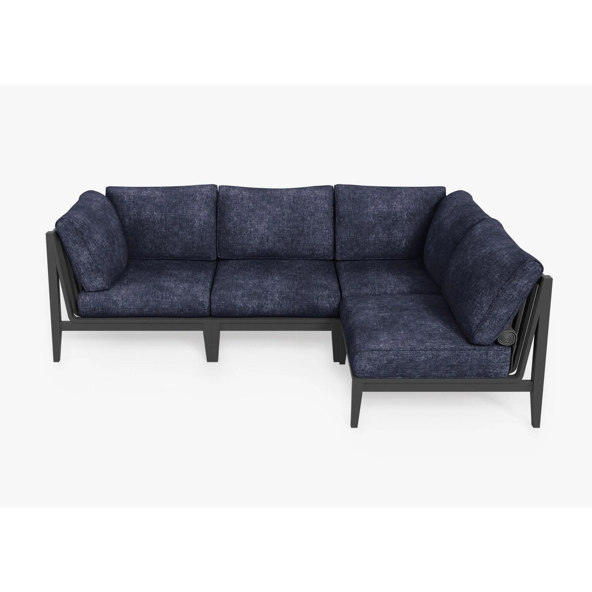 Live Outer 98" x 64" Charcoal Aluminum Outdoor L Shape Sectional 4-Seat With Deep Sea Navy Cushion