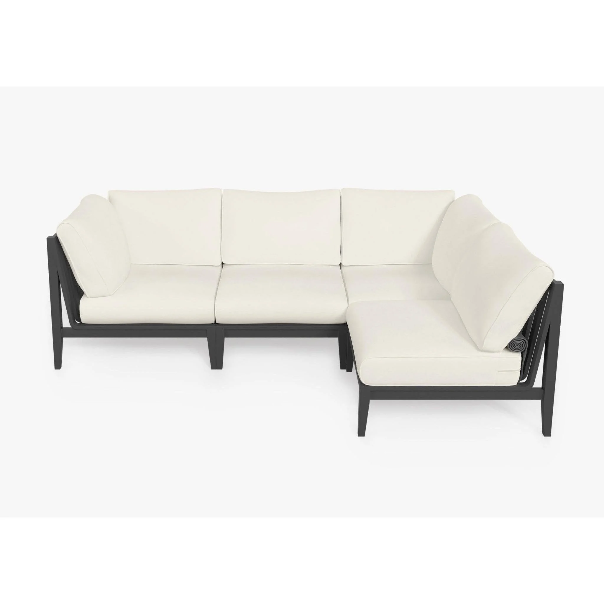 Live Outer 98" x 64" Charcoal Aluminum Outdoor L Shape Sectional 4-Seat With Palisades Cream Cushion