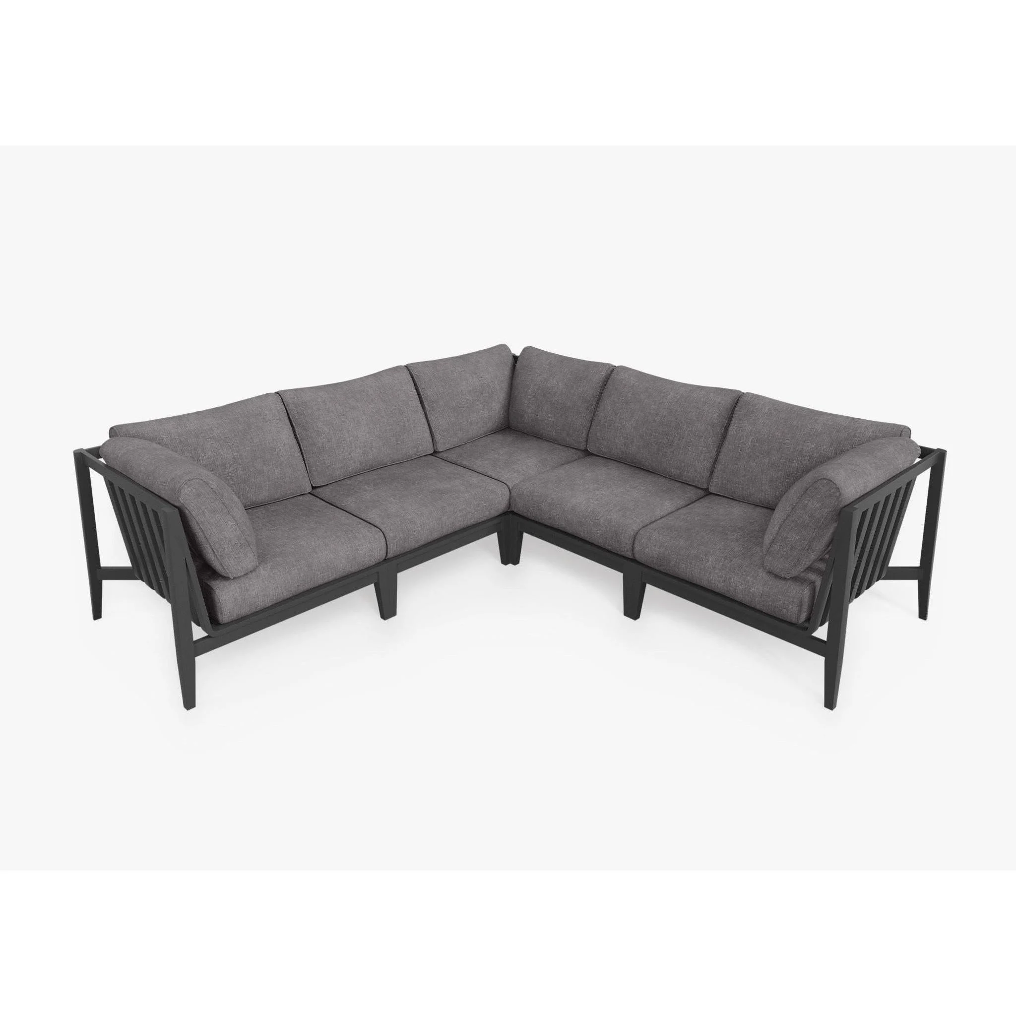 Live Outer 98" x 98" Charcoal Aluminum Outdoor Corner Sectional 5-Seat With Dark Pebble Gray Cushion