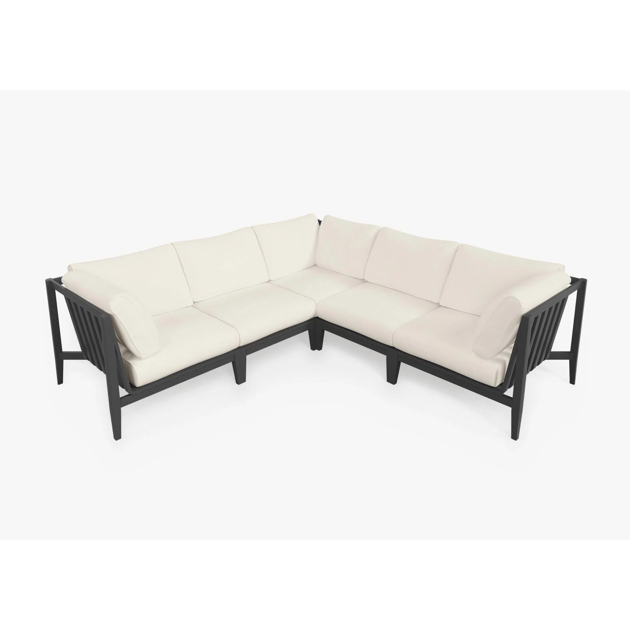 Live Outer 98" x 98" Charcoal Aluminum Outdoor Corner Sectional 5-Seat With Palisades Cream Cushion