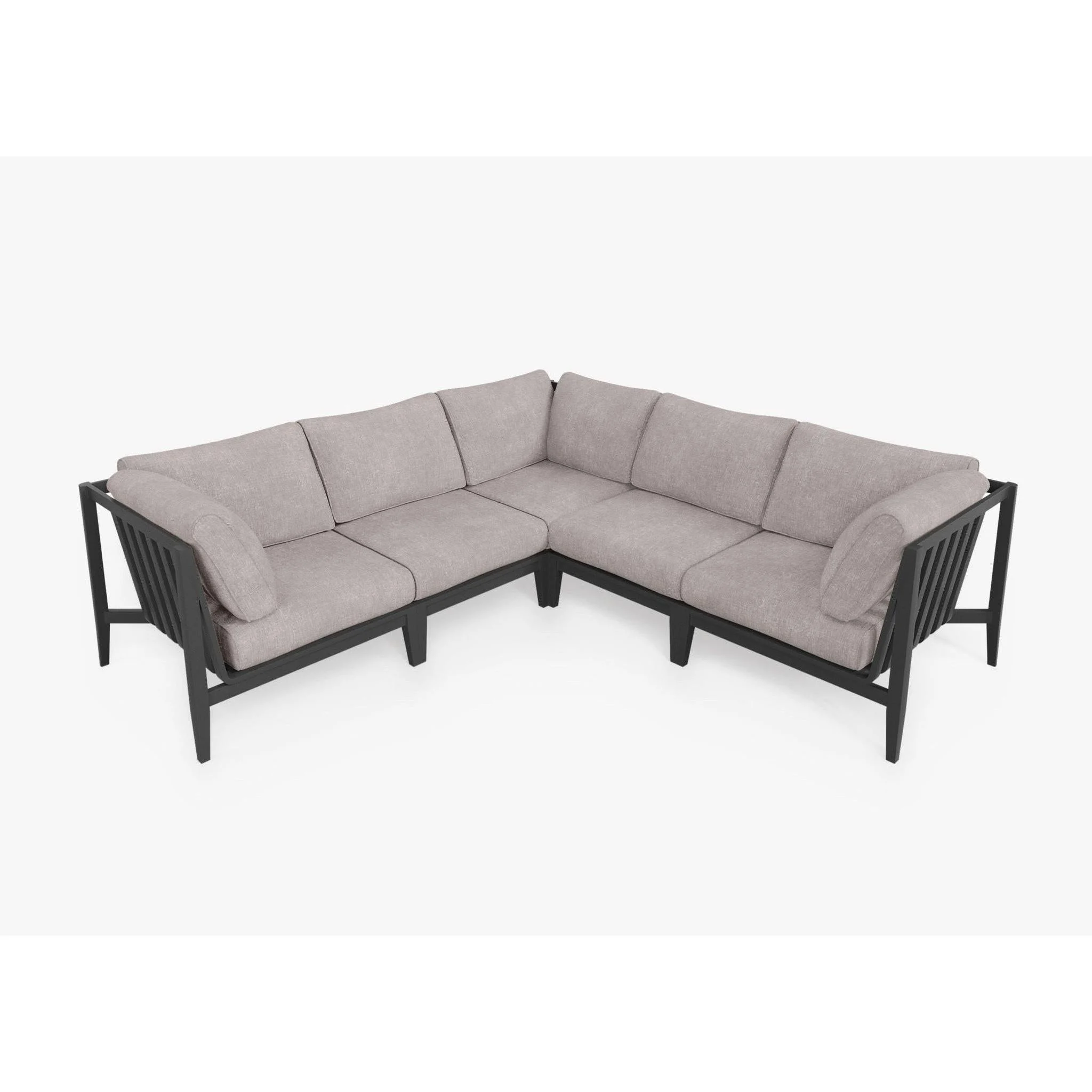 Live Outer 98" x 98" Charcoal Aluminum Outdoor Corner Sectional 5-Seat With Sandstone Gray Cushion