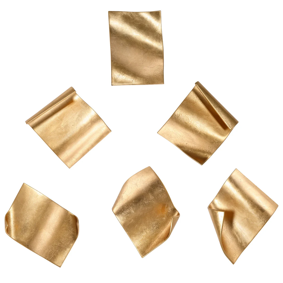 Uttermost Fluttering Pages Wall Decor Set/6 – Gold Leaf Iron Wall Art with Distressed Finish, 14.2x10.3x4.3 inches