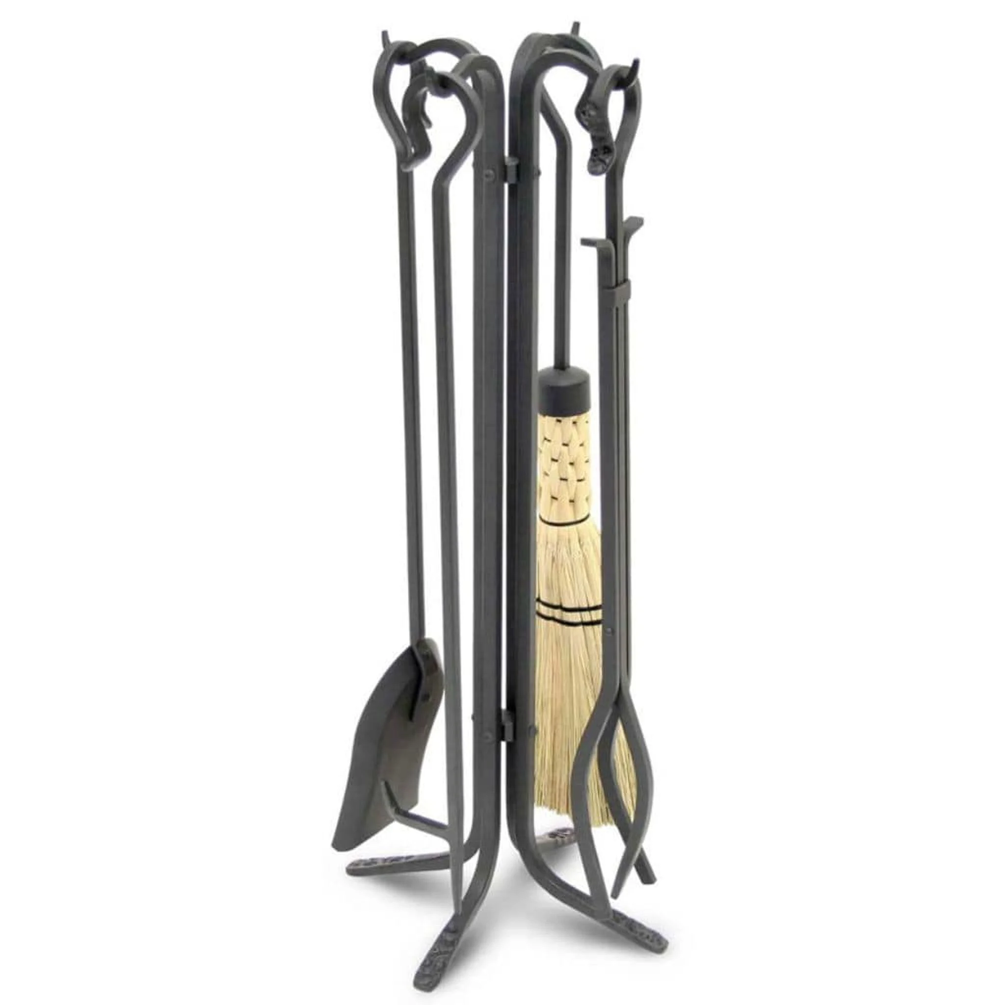 Pilgrim 28" Black Forged Hearth Tool Set with Corn Broom